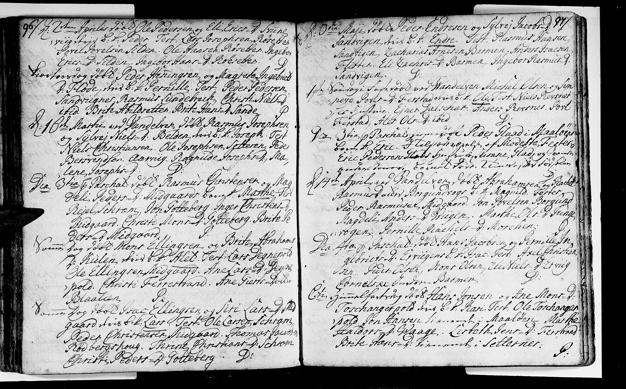 Selje sokneprestembete, SAB/A-99938/H/Ha/Haa/Haaa: Parish register (official) no. A 4, 1743-1759, p. 96-97