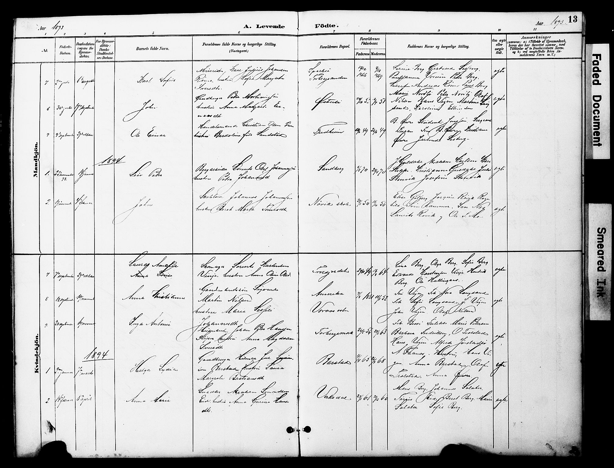 Ministerialprotokoller, klokkerbøker og fødselsregistre - Nord-Trøndelag, SAT/A-1458/722/L0226: Parish register (copy) no. 722C02, 1889-1927, p. 13