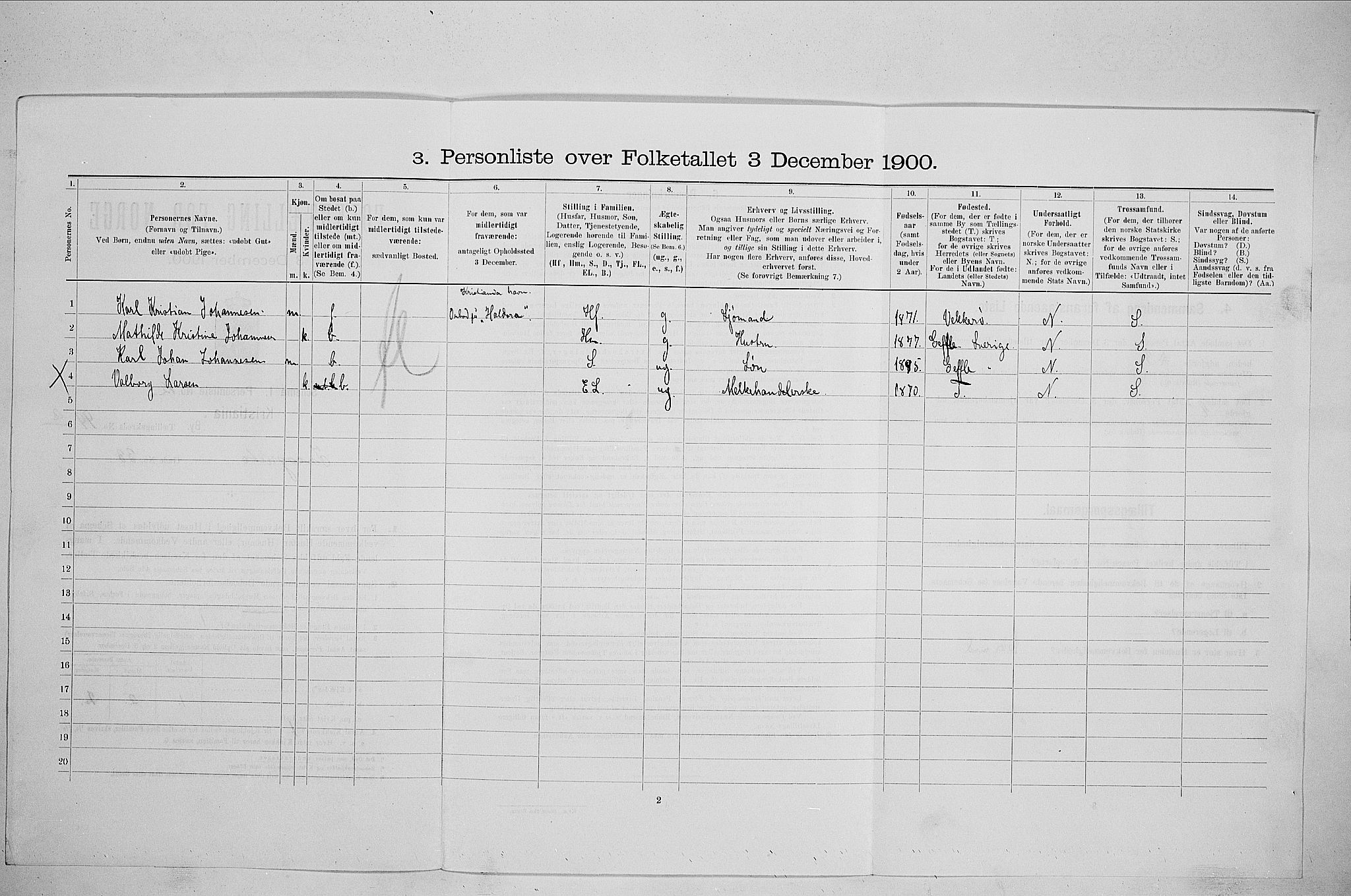 SAO, 1900 census for Kristiania, 1900, p. 41815
