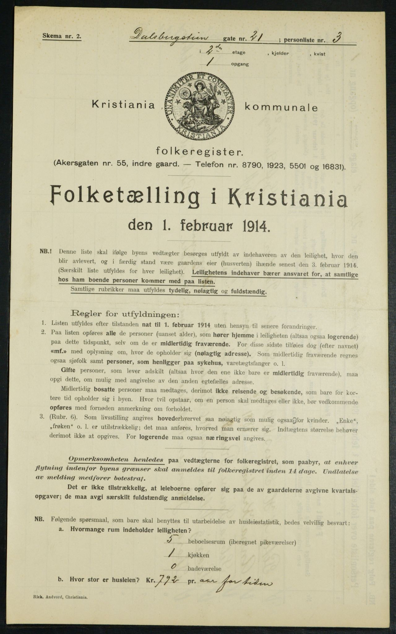 OBA, Municipal Census 1914 for Kristiania, 1914, p. 14505