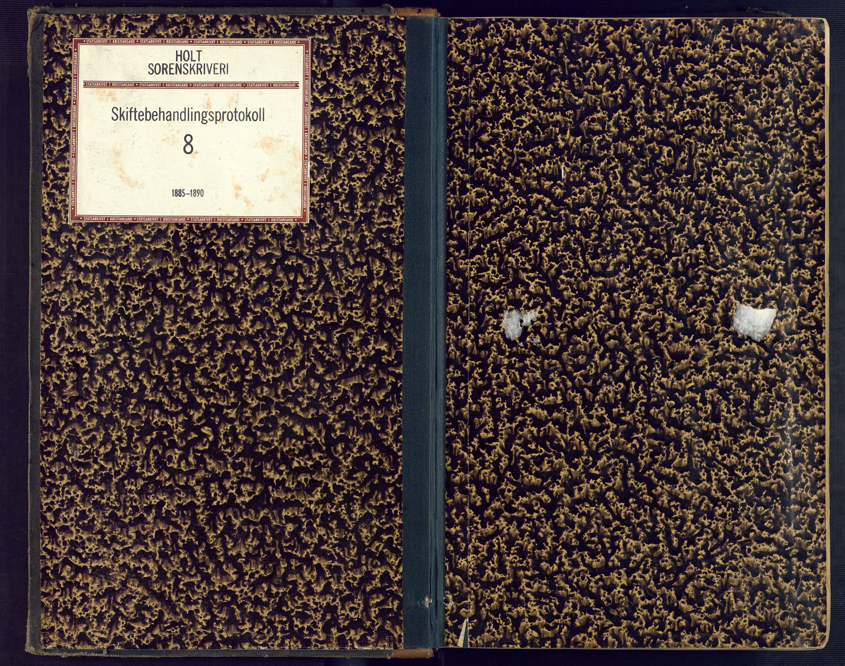 Holt sorenskriveri, SAK/1221-0002/H/Hc/L0017: Skiftebehandlingsprotokoll nr. 8, 1885-1890