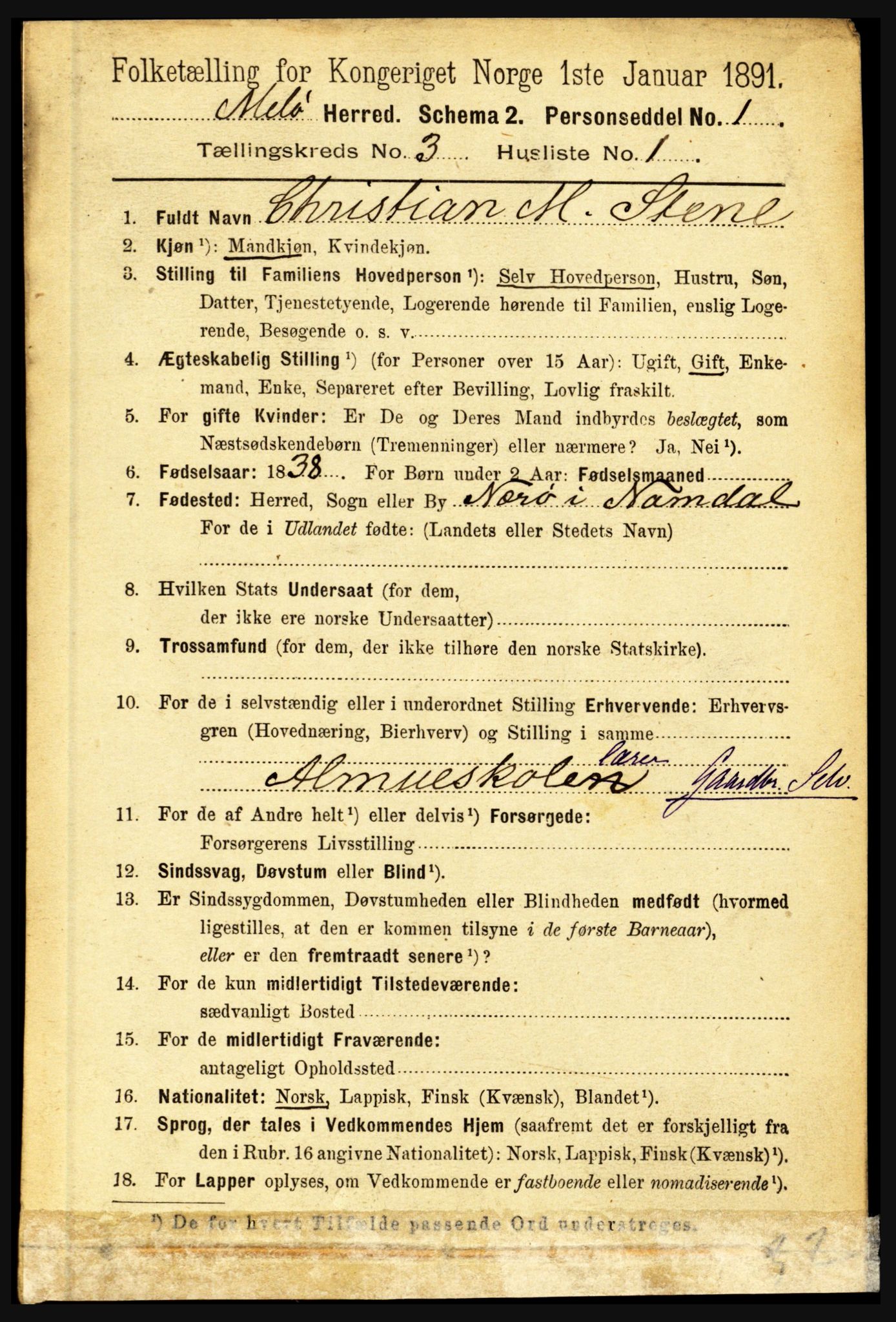 RA, 1891 census for 1837 Meløy, 1891, p. 925