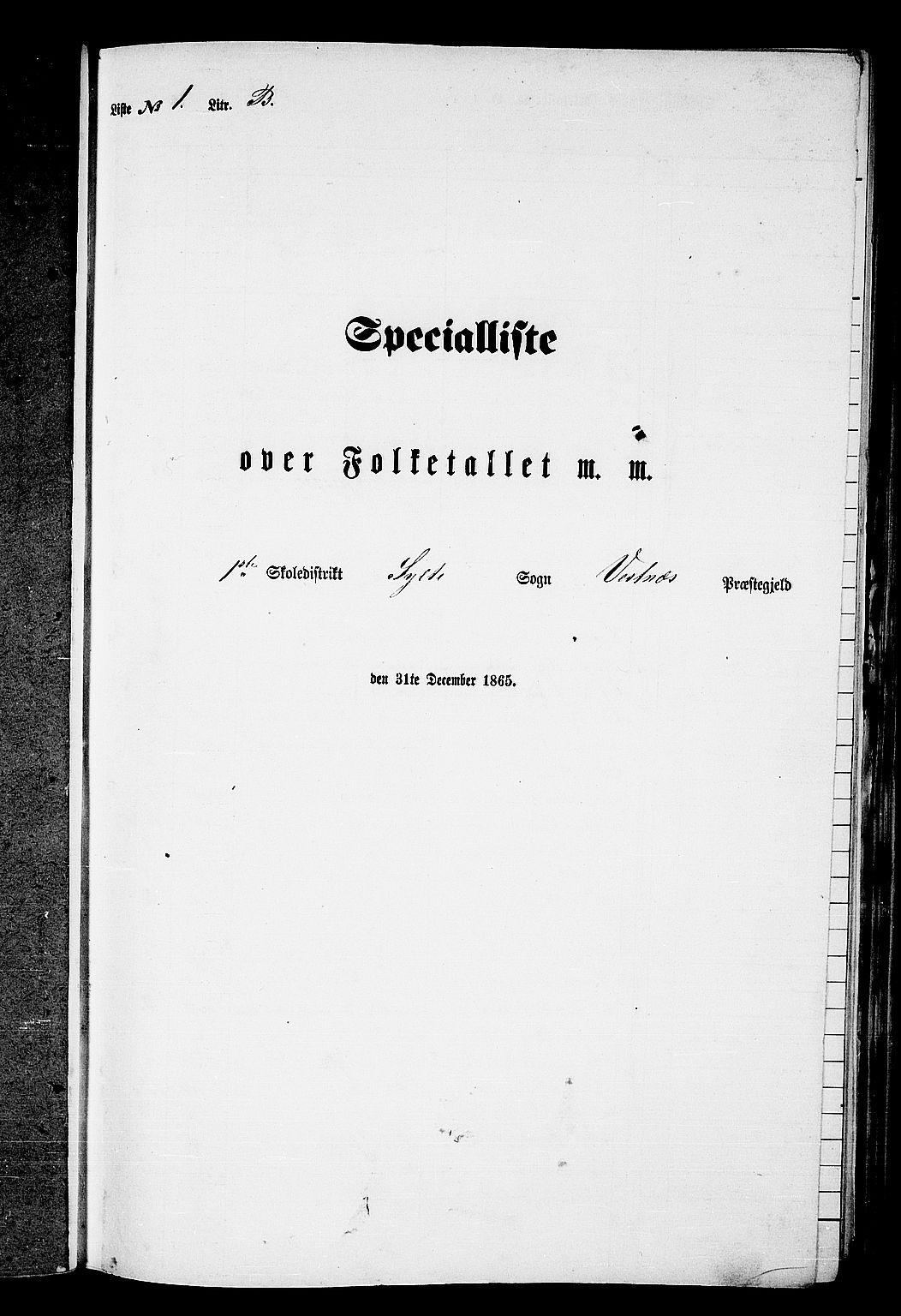 RA, 1865 census for Vestnes, 1865, p. 20