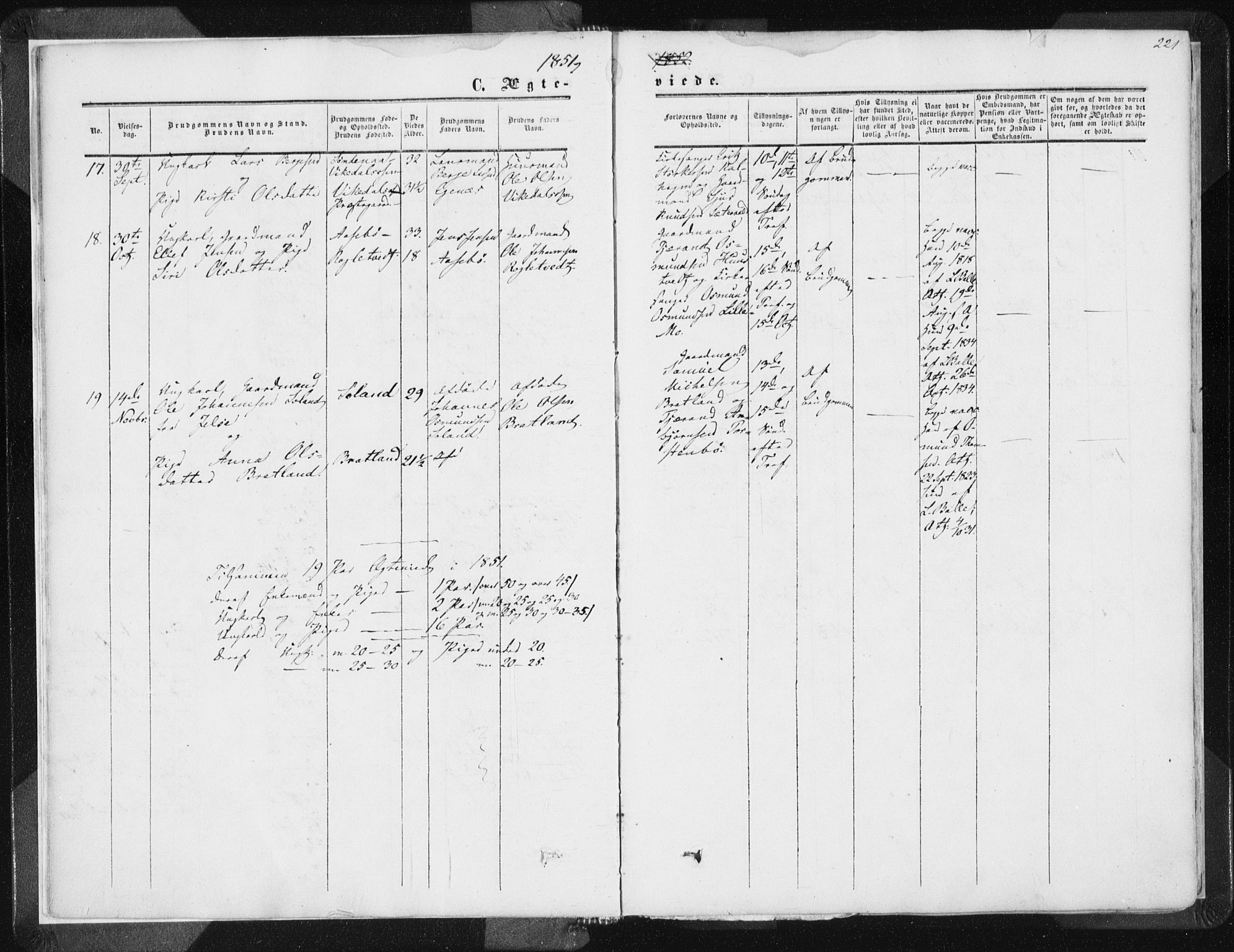 Vikedal sokneprestkontor, AV/SAST-A-101840/01/IV: Parish register (official) no. A 6.2, 1851-1867, p. 221