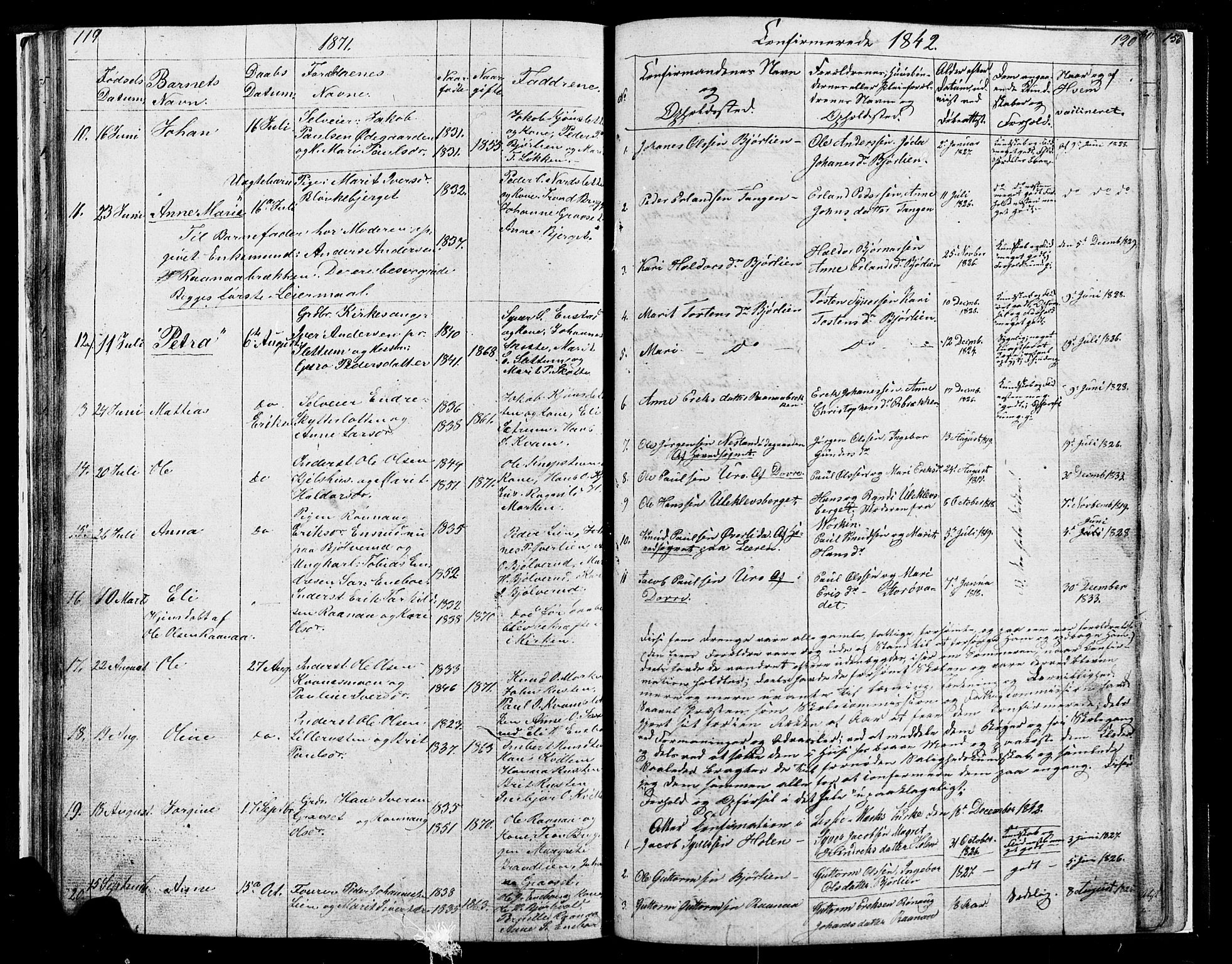 Lesja prestekontor, SAH/PREST-068/H/Ha/Hab/L0004: Parish register (copy) no. 4, 1842-1871, p. 119-120