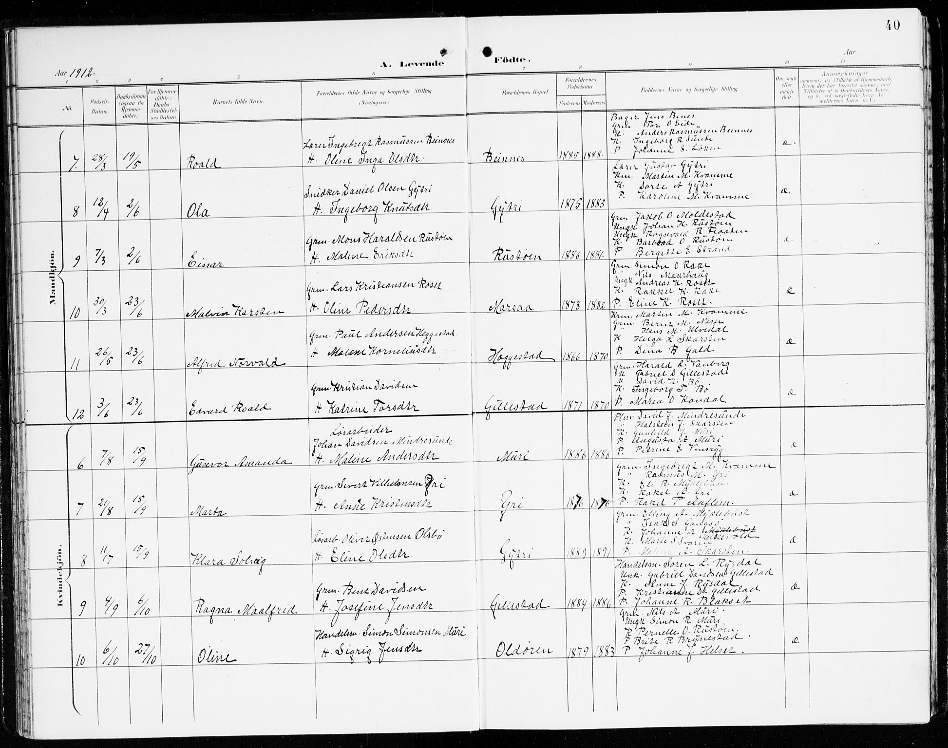 Innvik sokneprestembete, AV/SAB-A-80501: Parish register (official) no. C 2, 1900-1920, p. 40