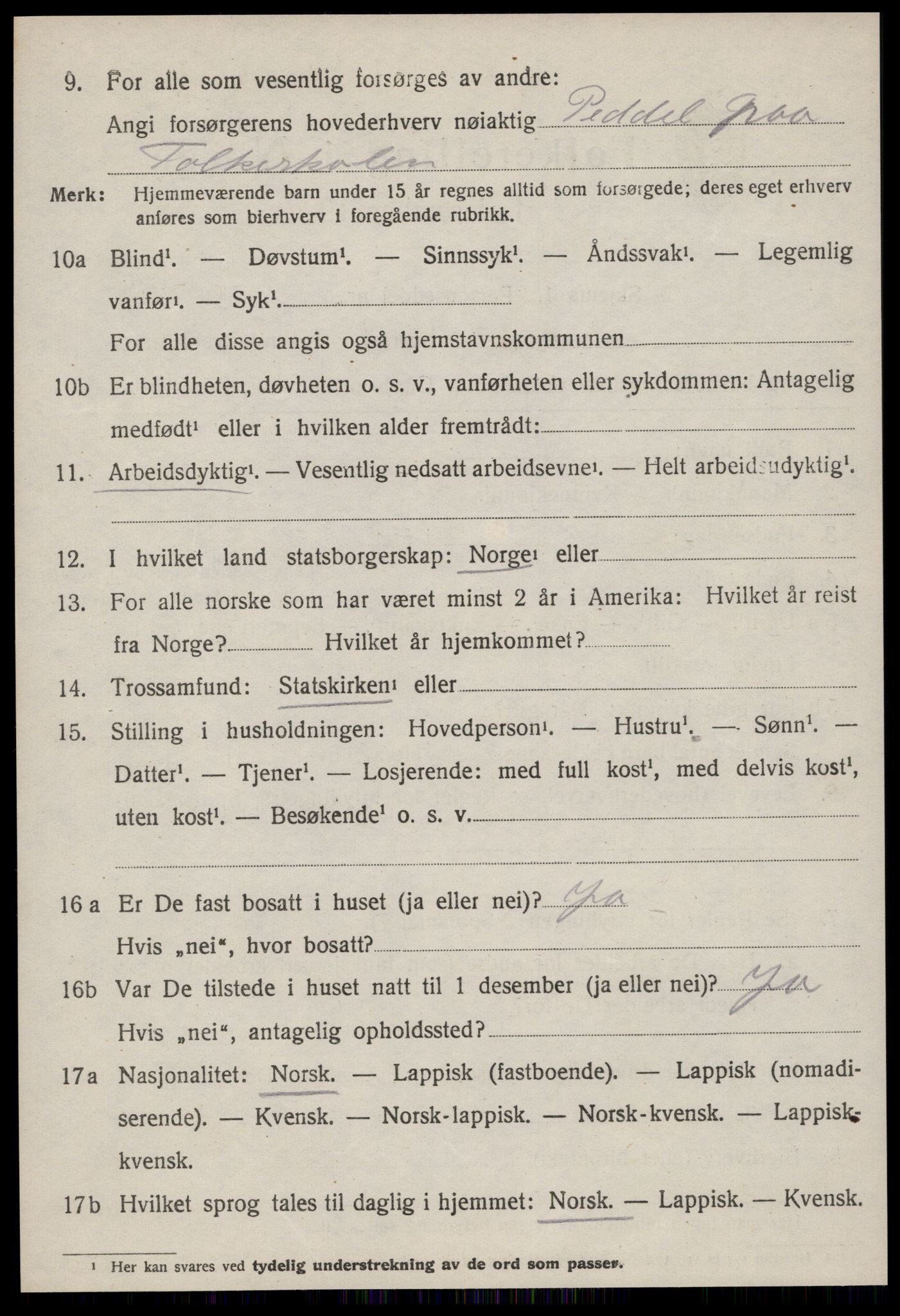 SAT, 1920 census for Malvik, 1920, p. 5425