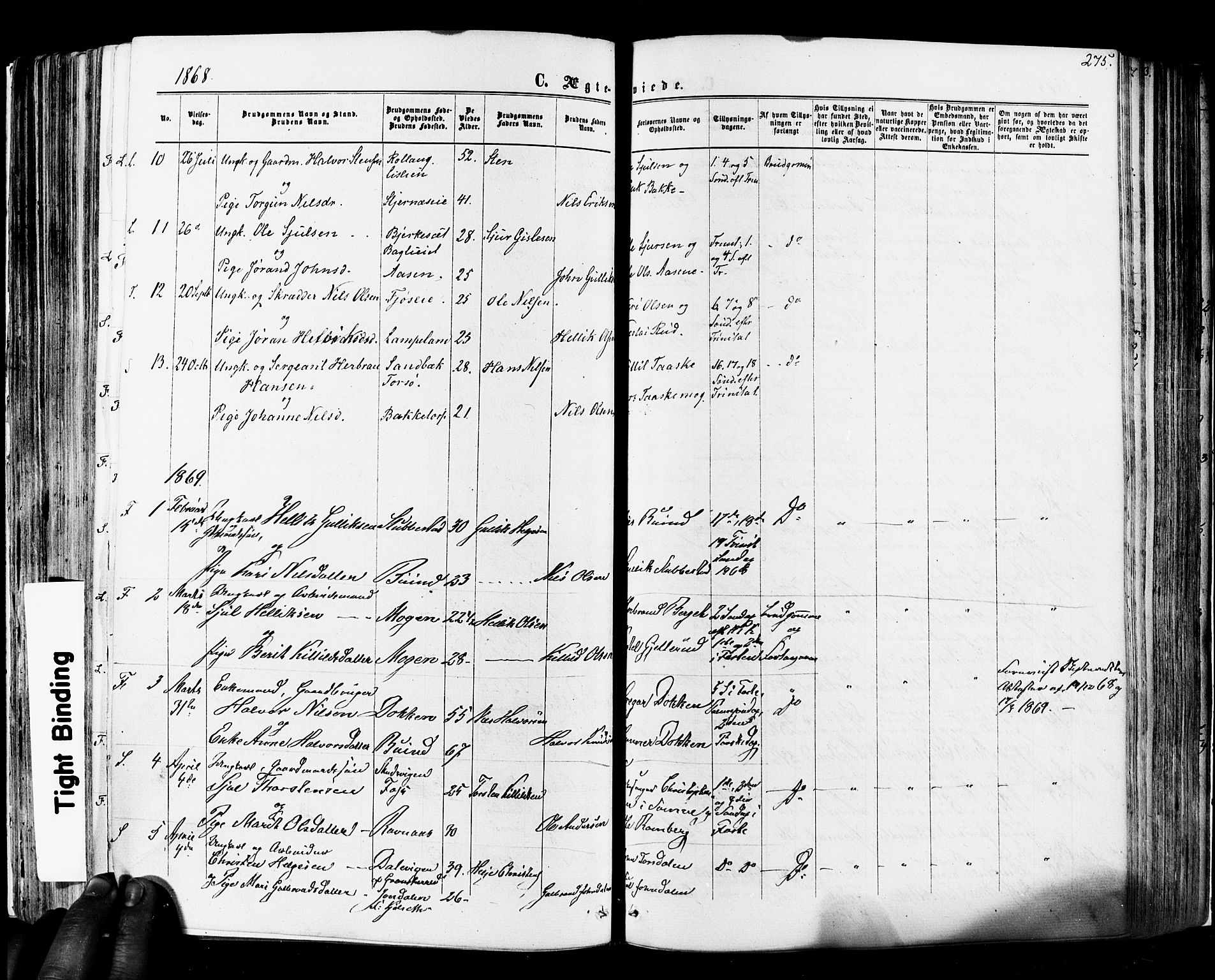 Flesberg kirkebøker, SAKO/A-18/F/Fa/L0007: Parish register (official) no. I 7, 1861-1878, p. 275