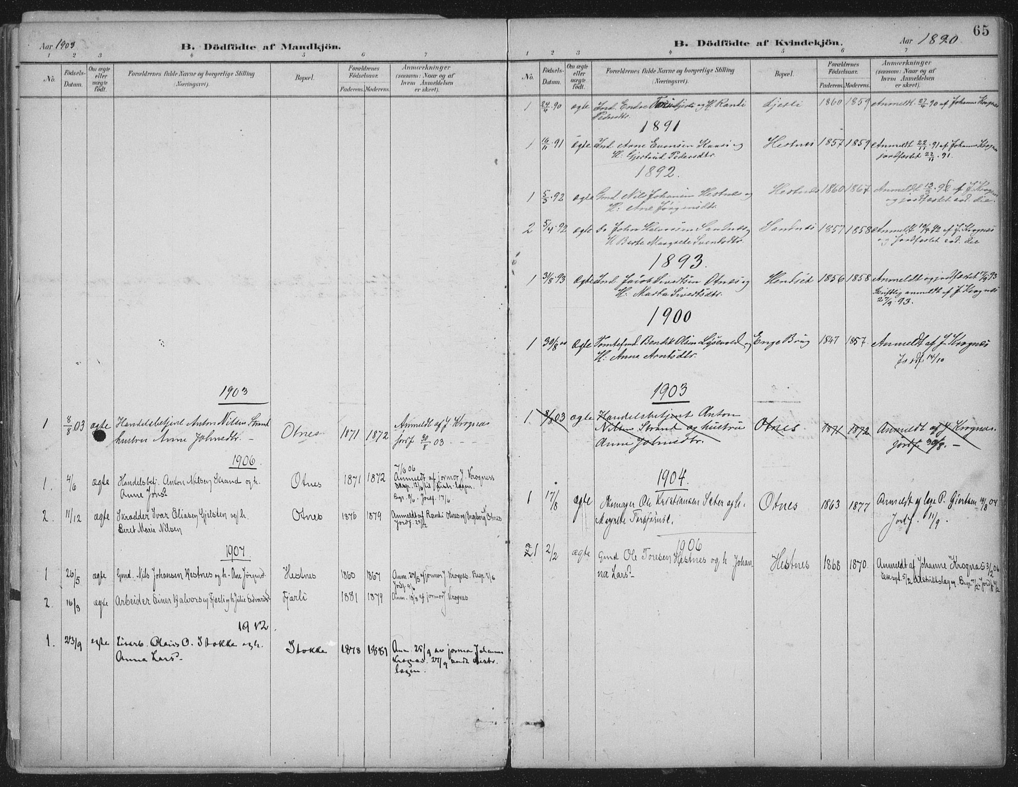 Ministerialprotokoller, klokkerbøker og fødselsregistre - Møre og Romsdal, SAT/A-1454/580/L0925: Parish register (official) no. 580A02, 1888-1913, p. 65