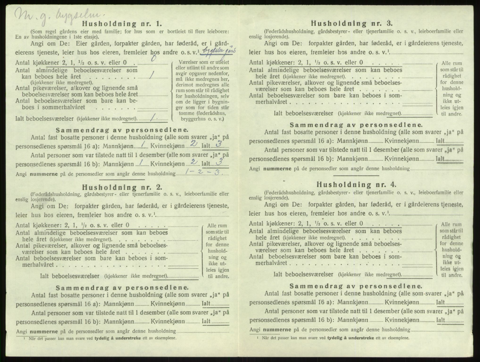 SAB, 1920 census for Vik, 1920, p. 1090