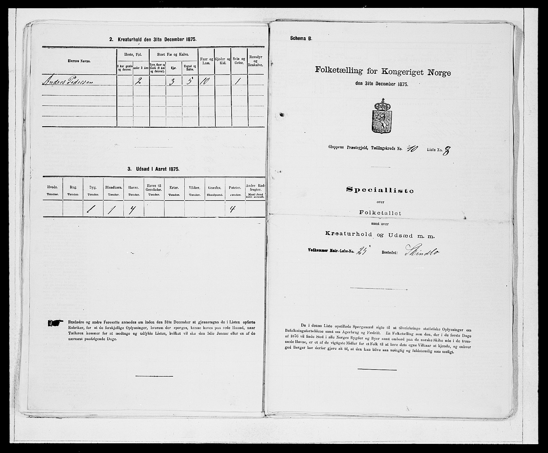 SAB, 1875 Census for 1445P Gloppen, 1875, p. 1093