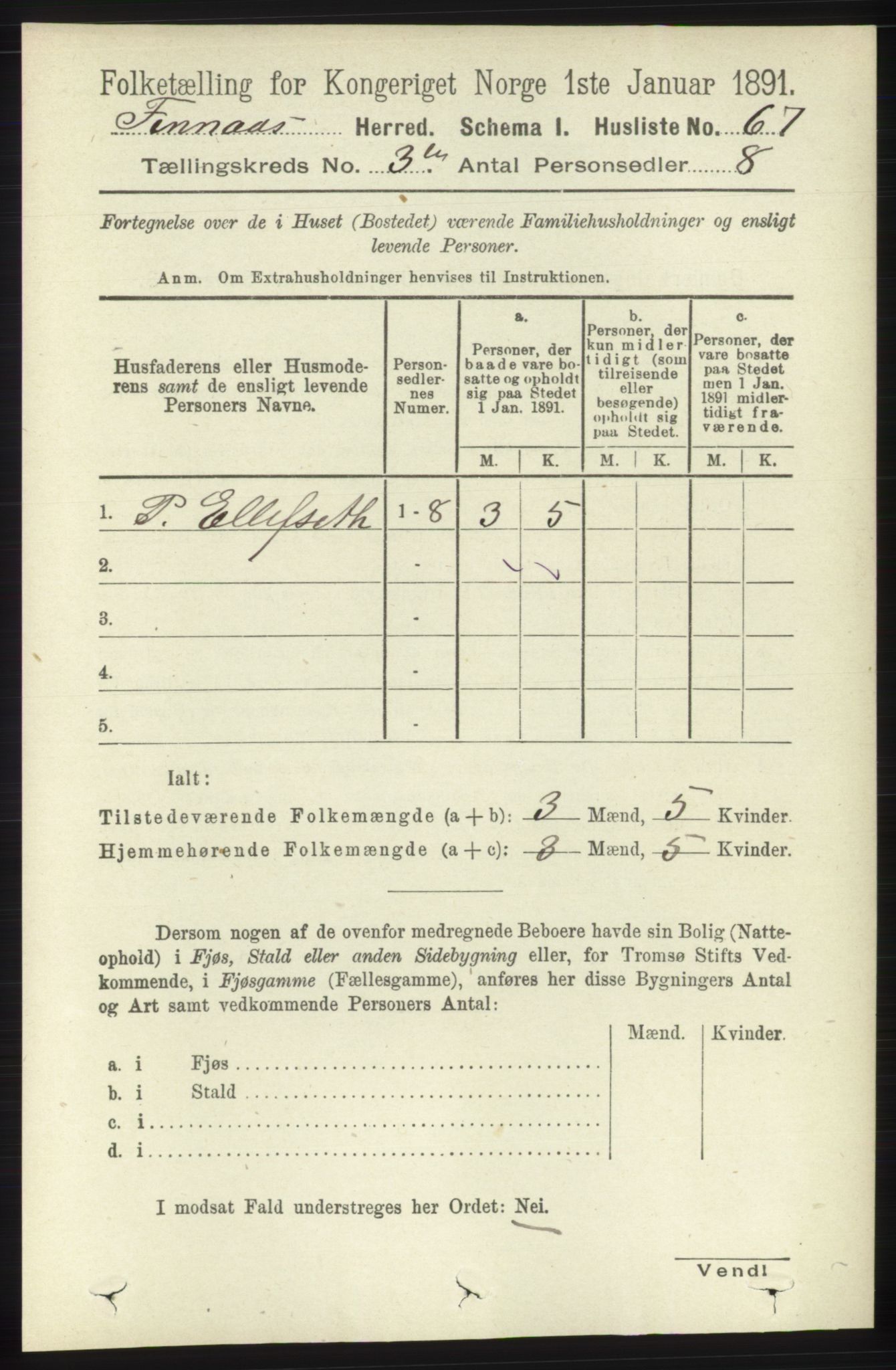 RA, 1891 census for 1218 Finnås, 1891, p. 1100