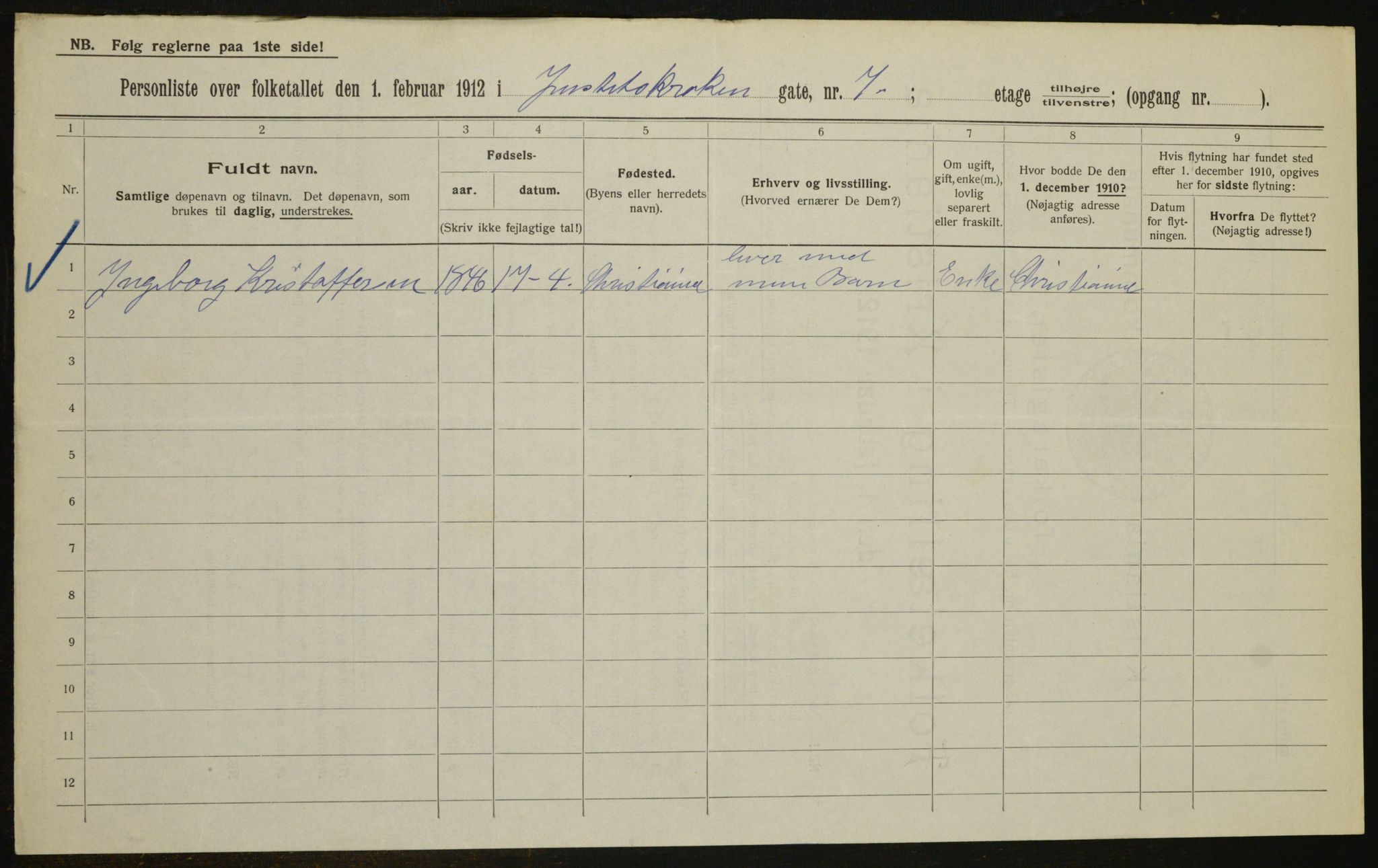 OBA, Municipal Census 1912 for Kristiania, 1912, p. 48005