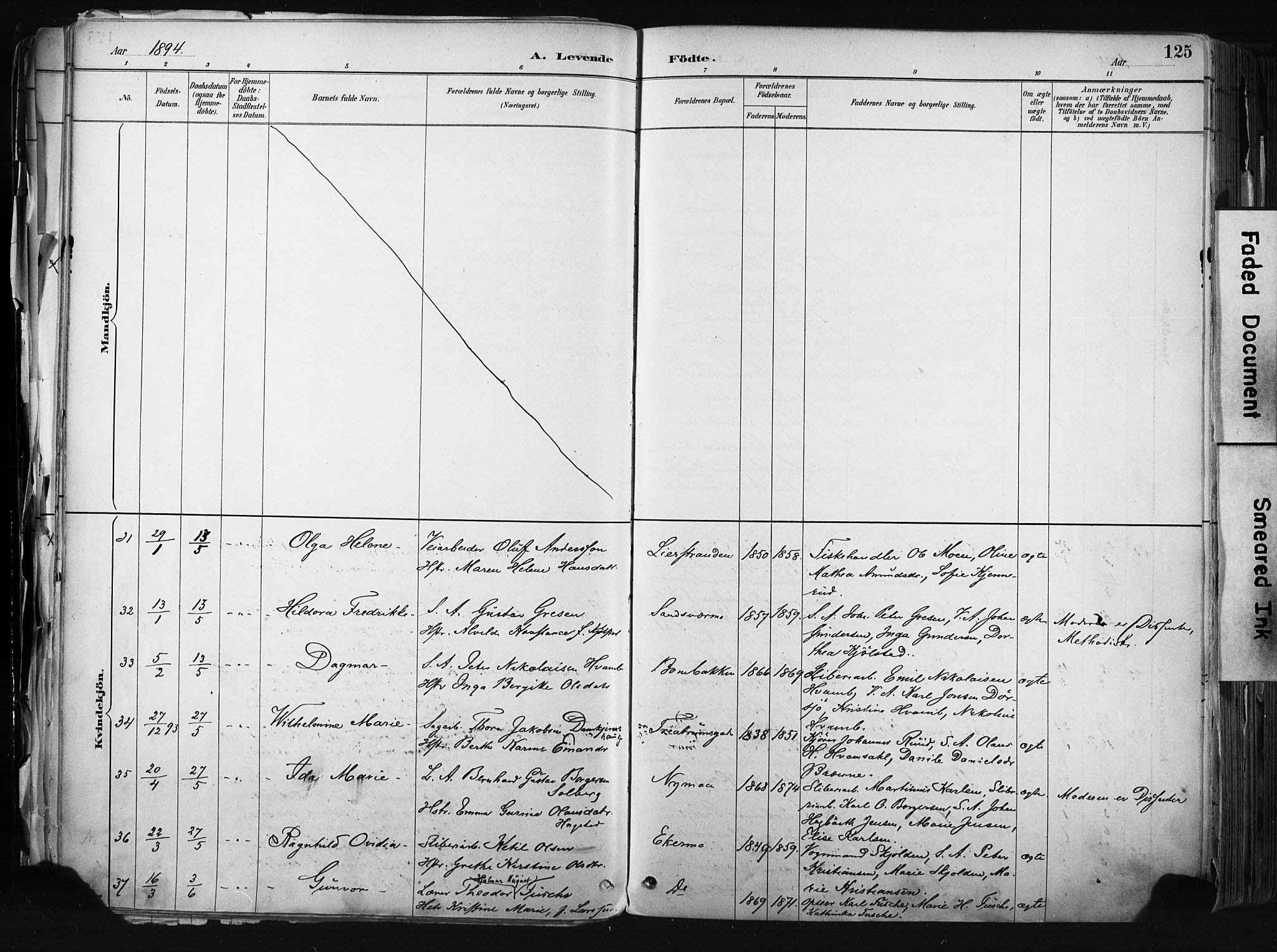 Kongsberg kirkebøker, AV/SAKO-A-22/F/Fb/L0002: Parish register (official) no. II 2, 1886-1896, p. 125