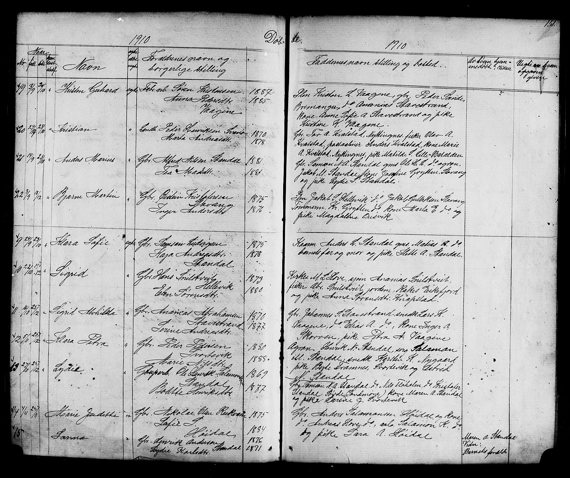 Kinn sokneprestembete, AV/SAB-A-80801/H/Hab/Habc/L0002: Parish register (copy) no. C 2, 1869-1918, p. 151