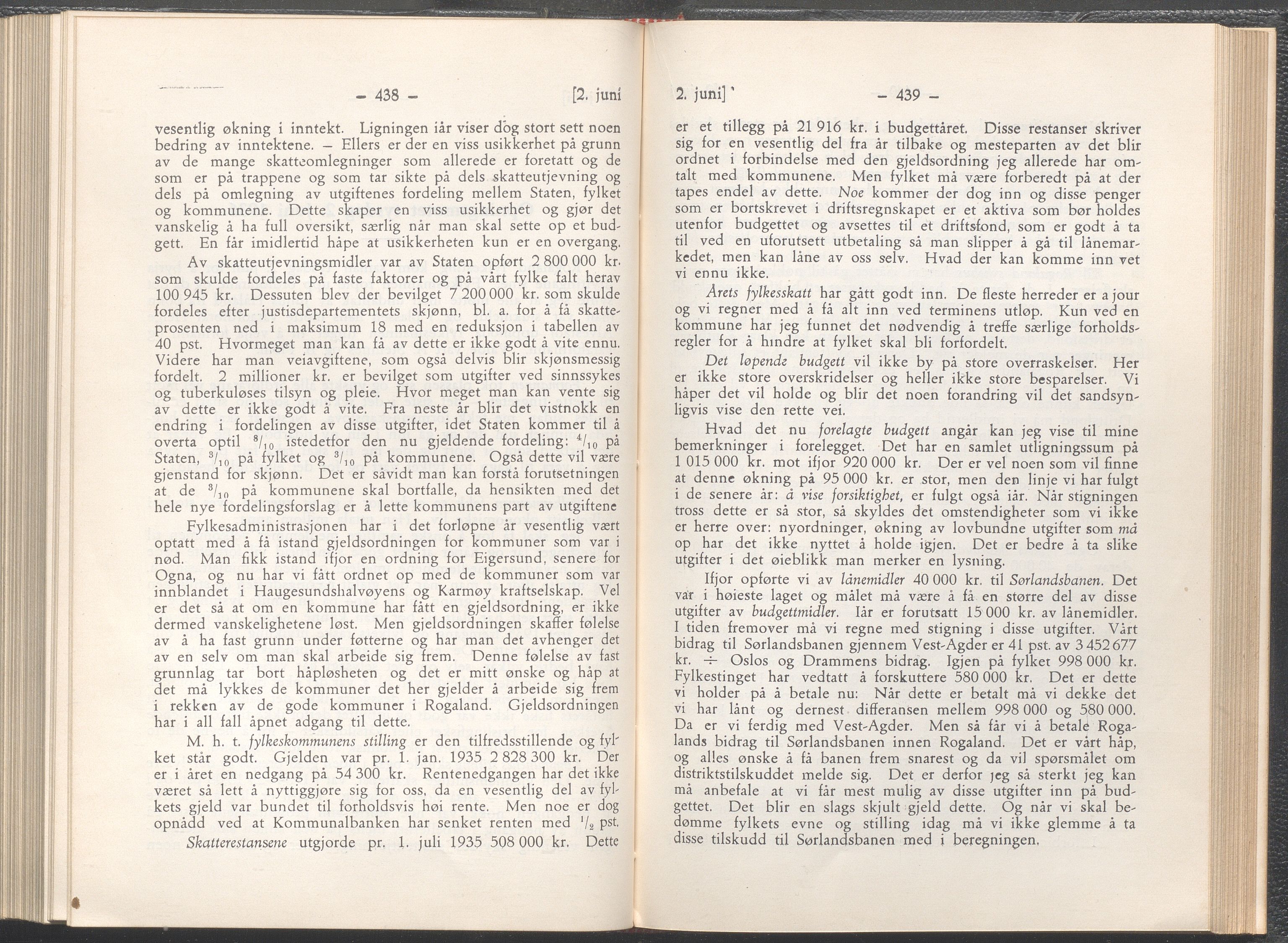 Rogaland fylkeskommune - Fylkesrådmannen , IKAR/A-900/A/Aa/Aaa/L0055: Møtebok , 1936, p. 438-439