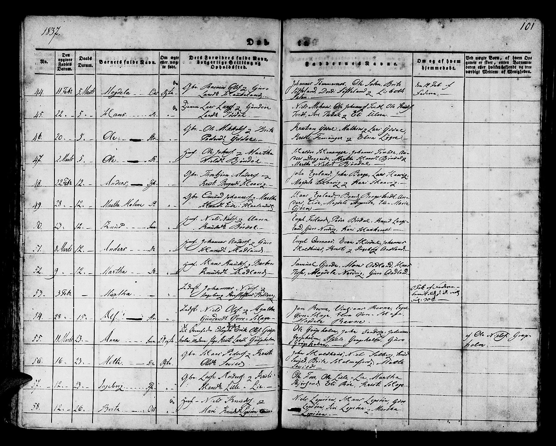 Os sokneprestembete, AV/SAB-A-99929: Parish register (official) no. A 14, 1826-1839, p. 101