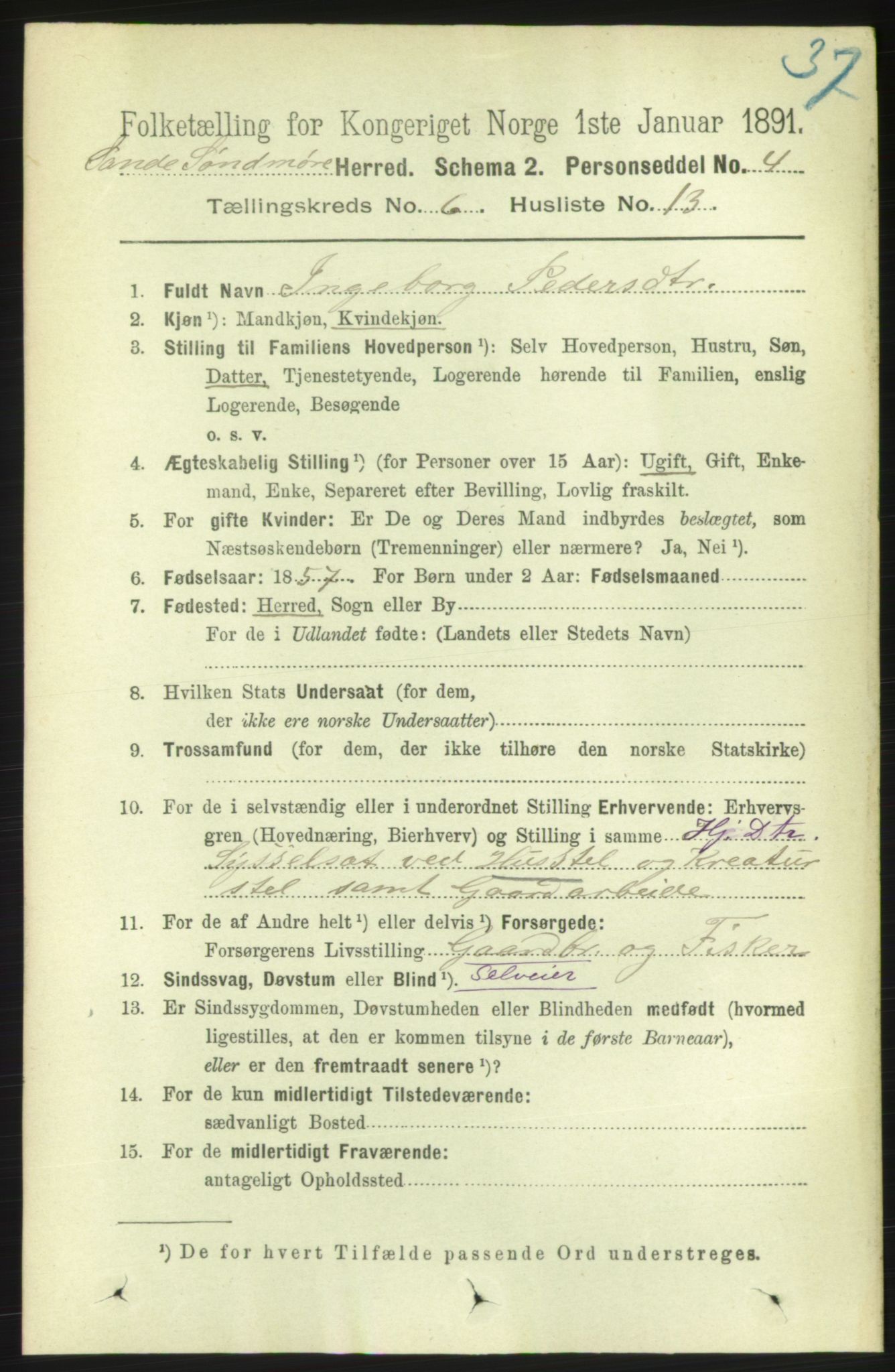 RA, 1891 census for 1514 Sande, 1891, p. 1119