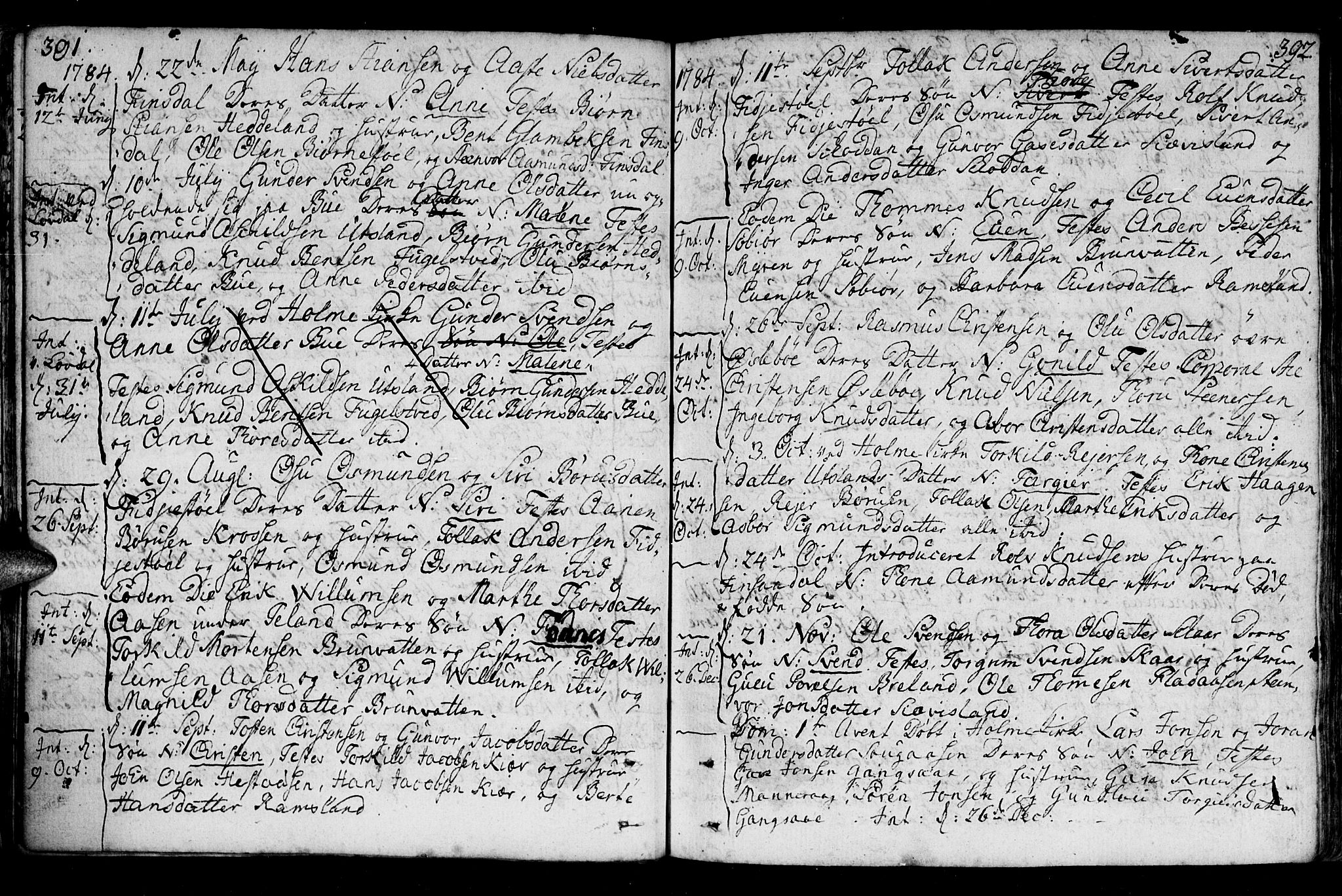 Holum sokneprestkontor, AV/SAK-1111-0022/F/Fa/Fac/L0001: Parish register (official) no. A 1, 1773-1820, p. 391-392