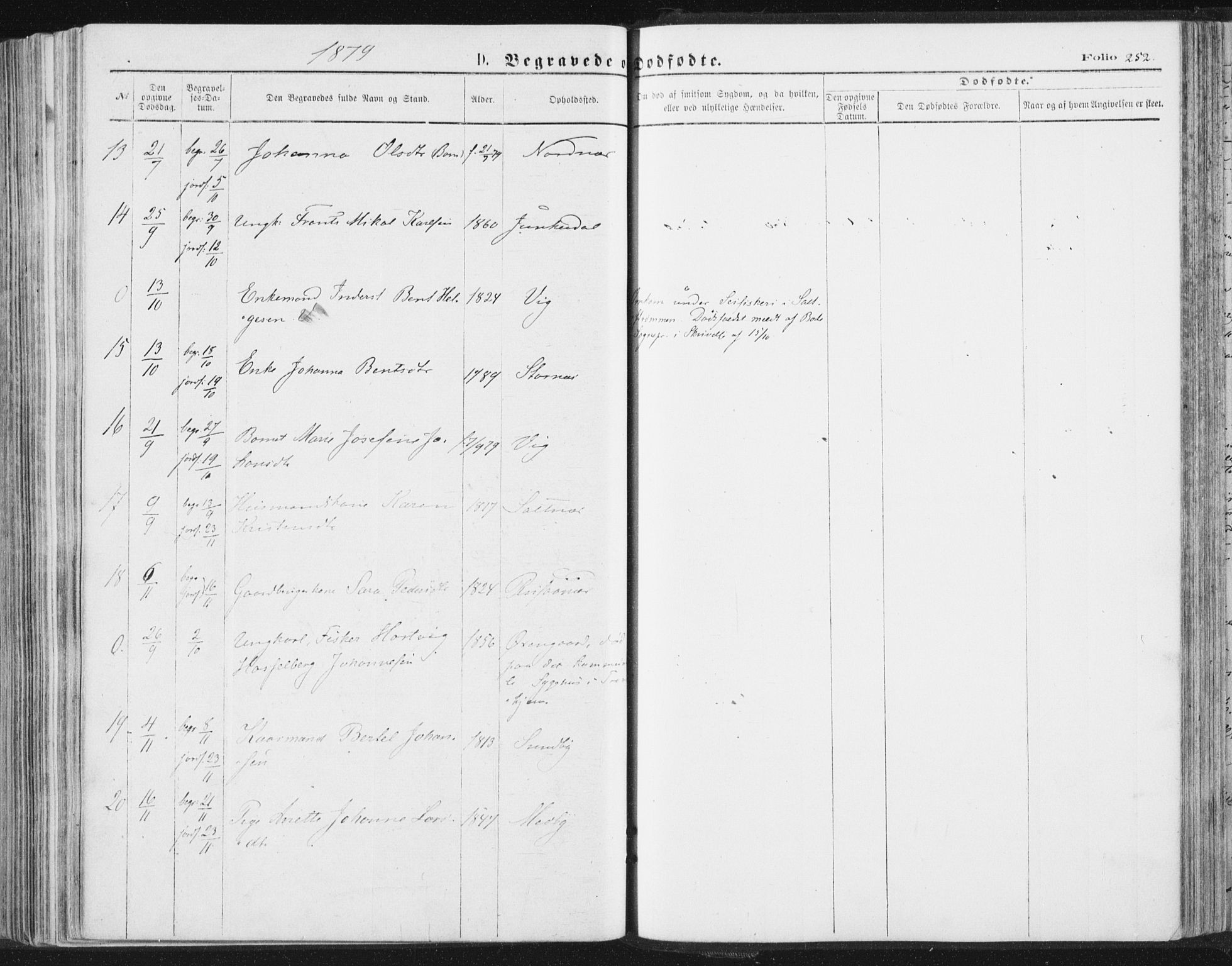 Ministerialprotokoller, klokkerbøker og fødselsregistre - Nordland, SAT/A-1459/847/L0668: Parish register (official) no. 847A08, 1872-1886, p. 252