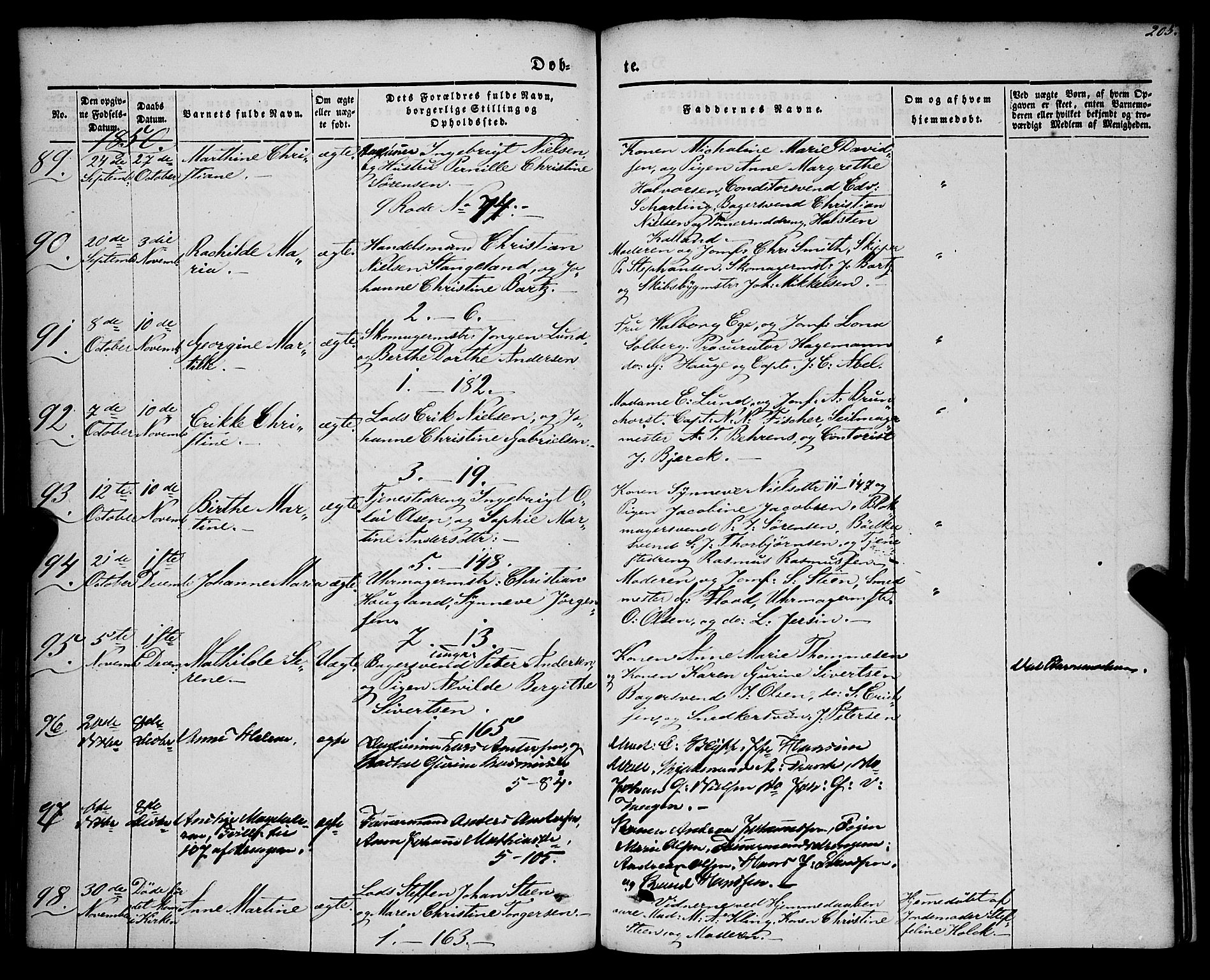 Nykirken Sokneprestembete, SAB/A-77101/H/Haa/L0014: Parish register (official) no. B 1, 1844-1858, p. 205