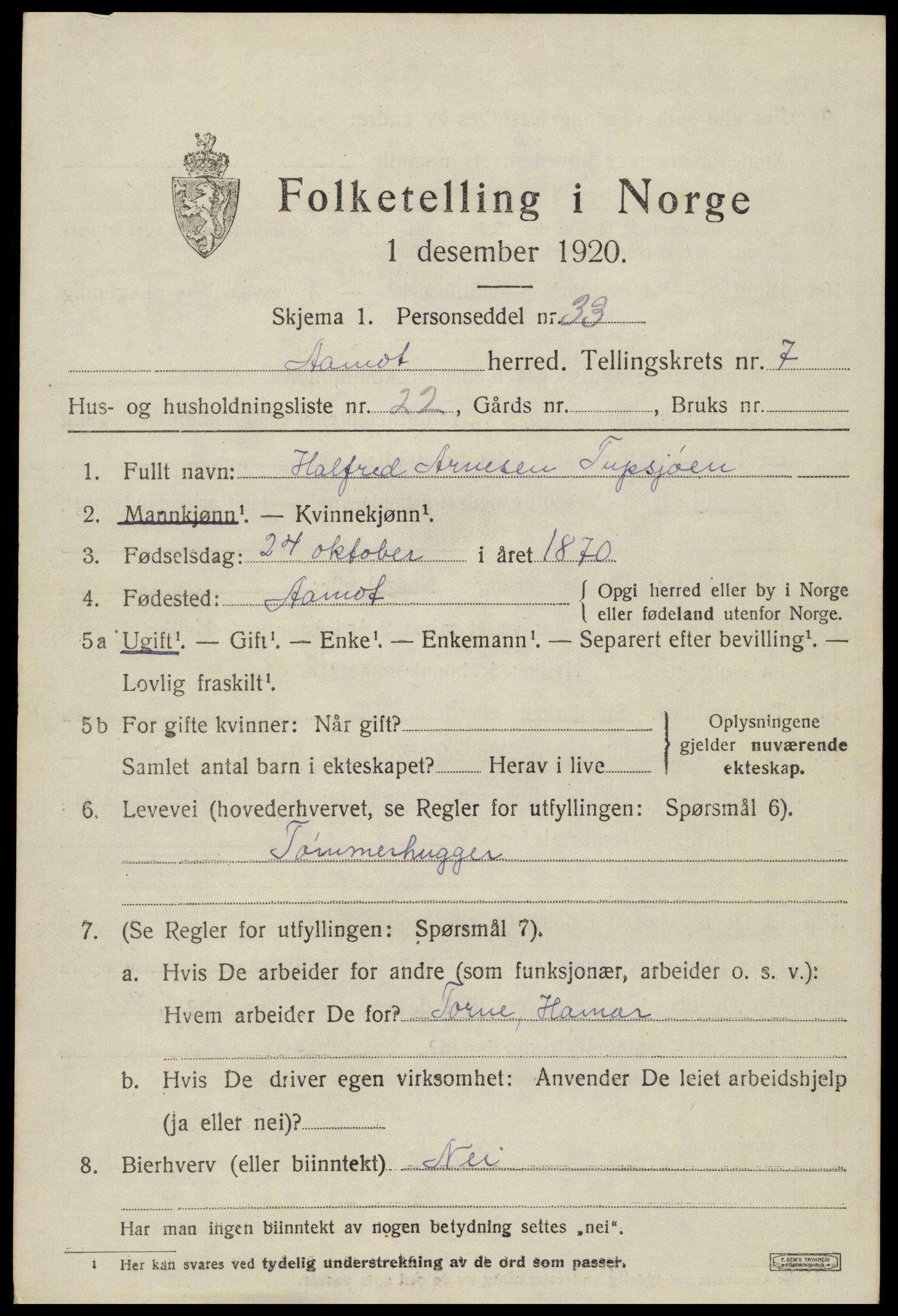 SAH, 1920 census for Åmot, 1920, p. 7969