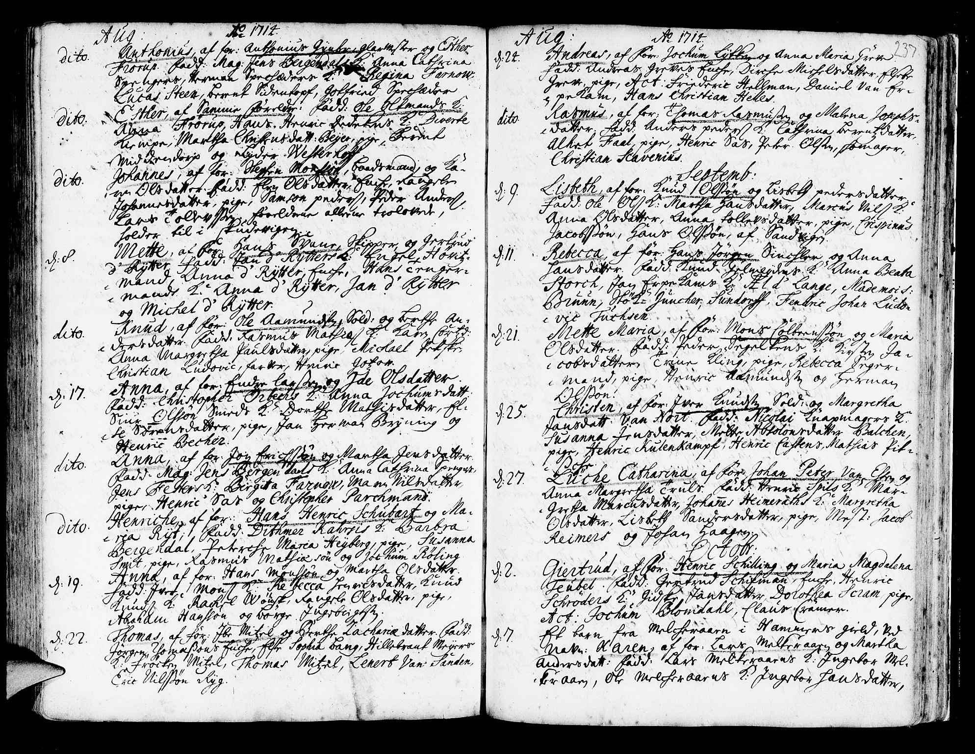 Korskirken sokneprestembete, AV/SAB-A-76101/H/Haa/L0003: Parish register (official) no. A 3, 1698-1719, p. 237