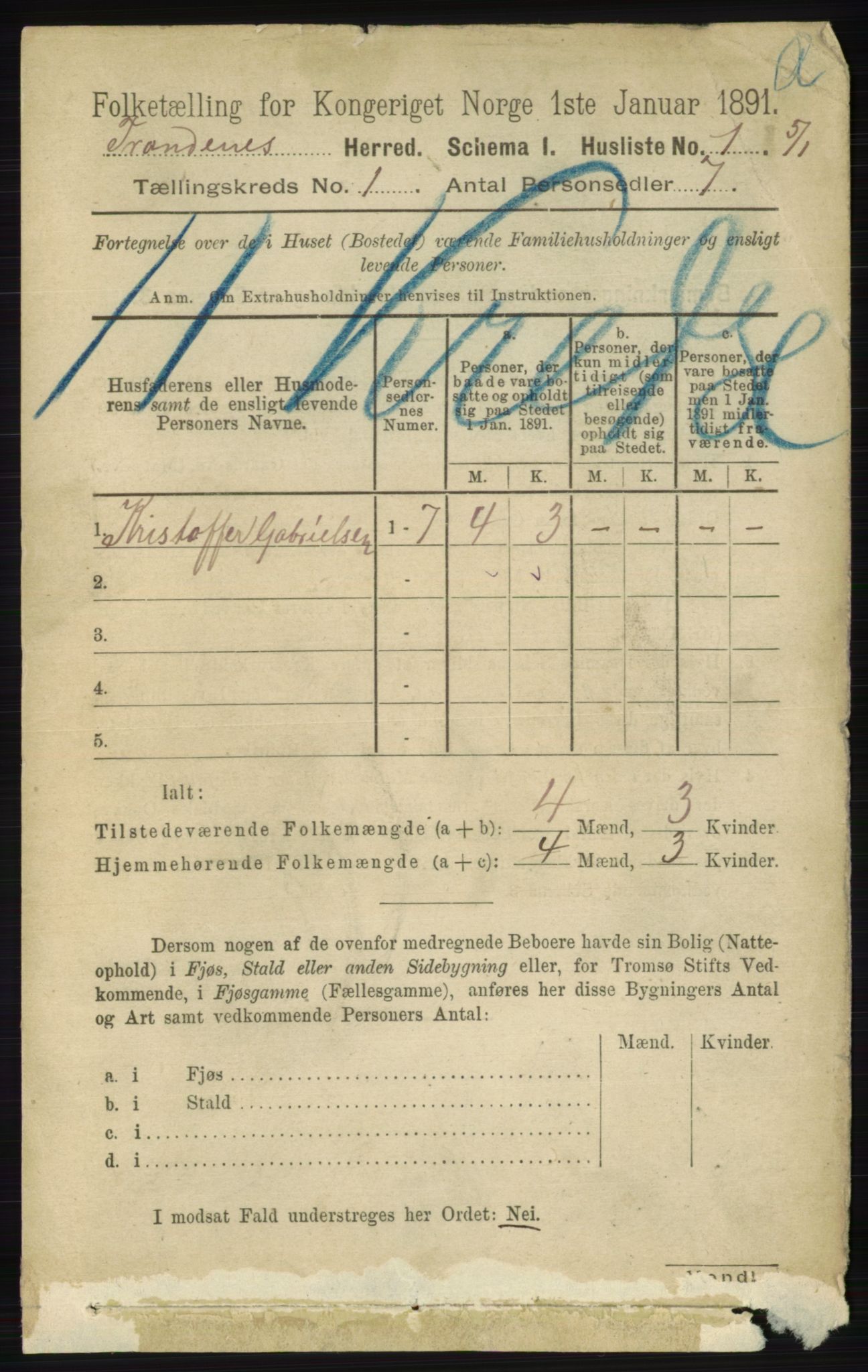 RA, 1891 census for 1914 Trondenes, 1891, p. 40