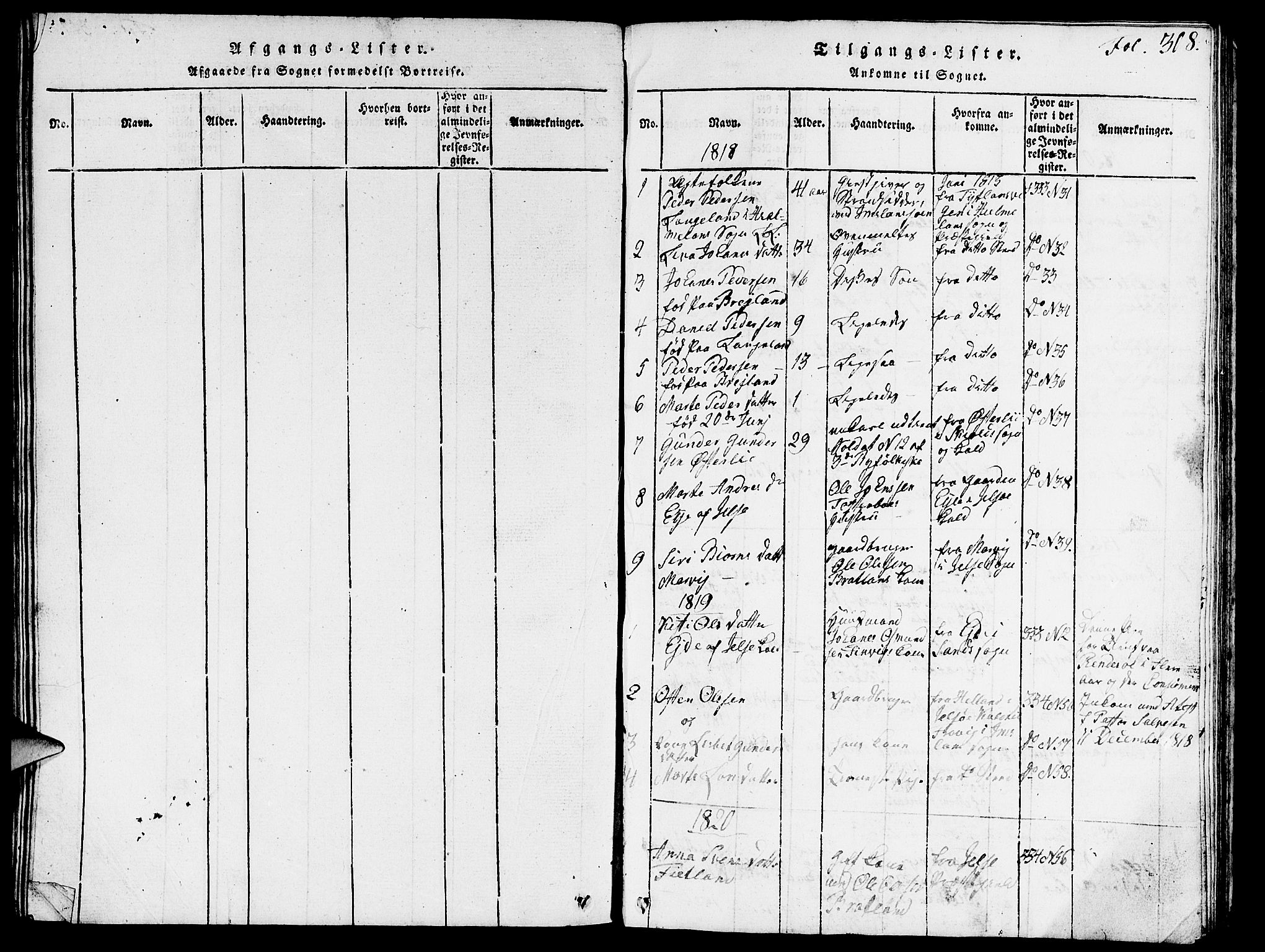 Vikedal sokneprestkontor, SAST/A-101840/01/V: Parish register (copy) no. B 3, 1816-1867, p. 308