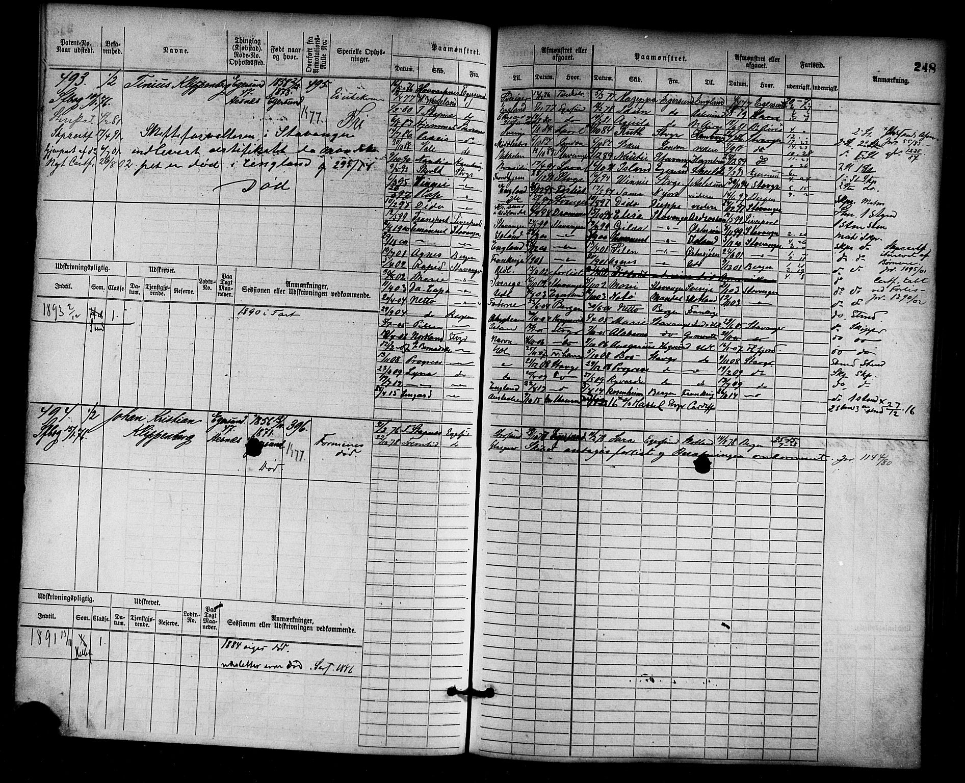 Egersund mønstringskrets, AV/SAK-2031-0019/F/Fb/L0001: Hovedrulle nr 1-666, O-3, 1868-1920, p. 255