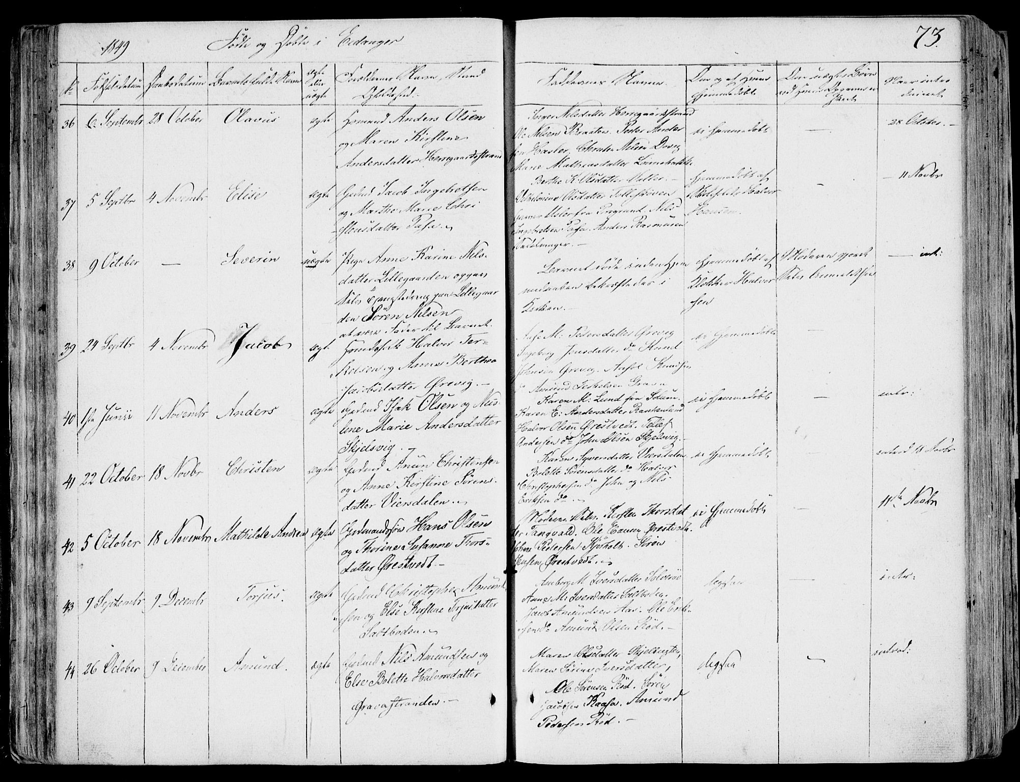 Eidanger kirkebøker, SAKO/A-261/F/Fa/L0008: Parish register (official) no. 8, 1831-1858, p. 73
