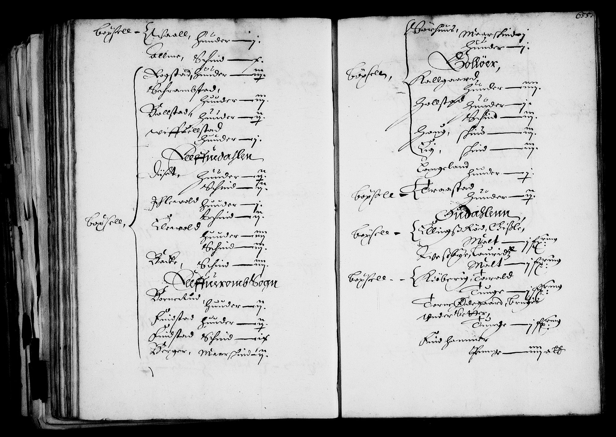 Rentekammeret inntil 1814, Realistisk ordnet avdeling, AV/RA-EA-4070/N/Na/L0001: [XI f]: Akershus stifts jordebok, 1652, p. 654b-655a