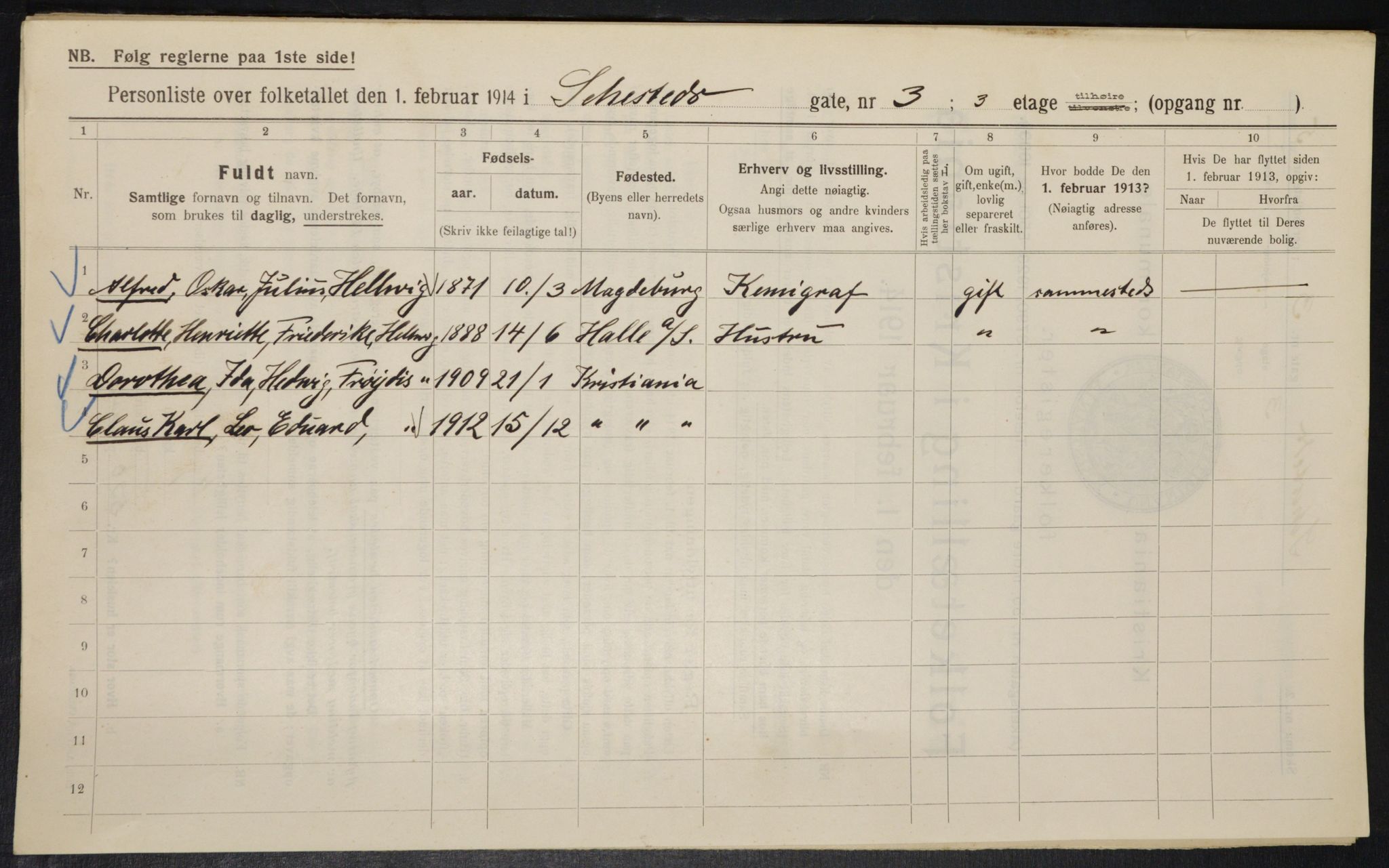 OBA, Municipal Census 1914 for Kristiania, 1914, p. 93599