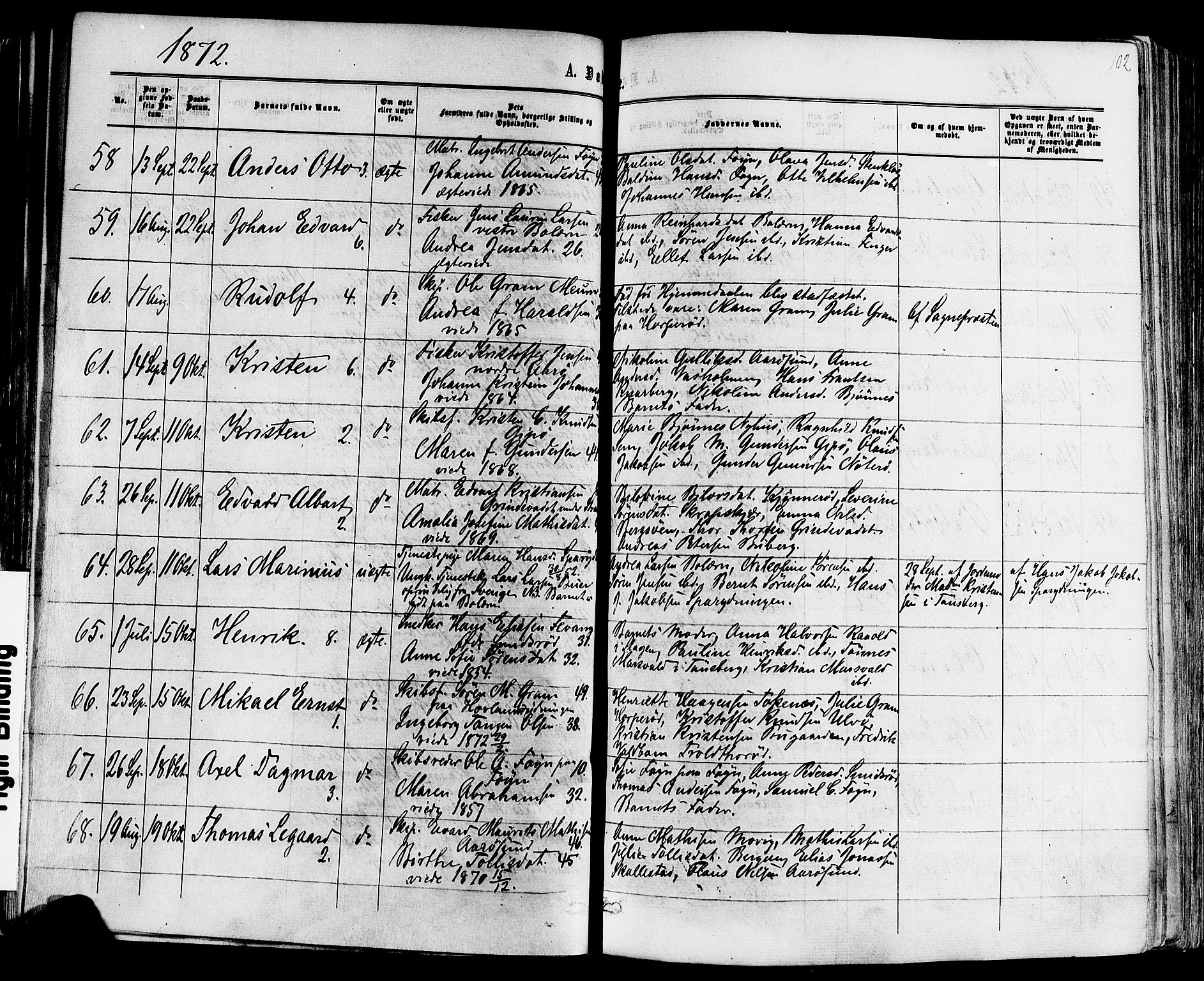 Nøtterøy kirkebøker, SAKO/A-354/F/Fa/L0007: Parish register (official) no. I 7, 1865-1877, p. 102