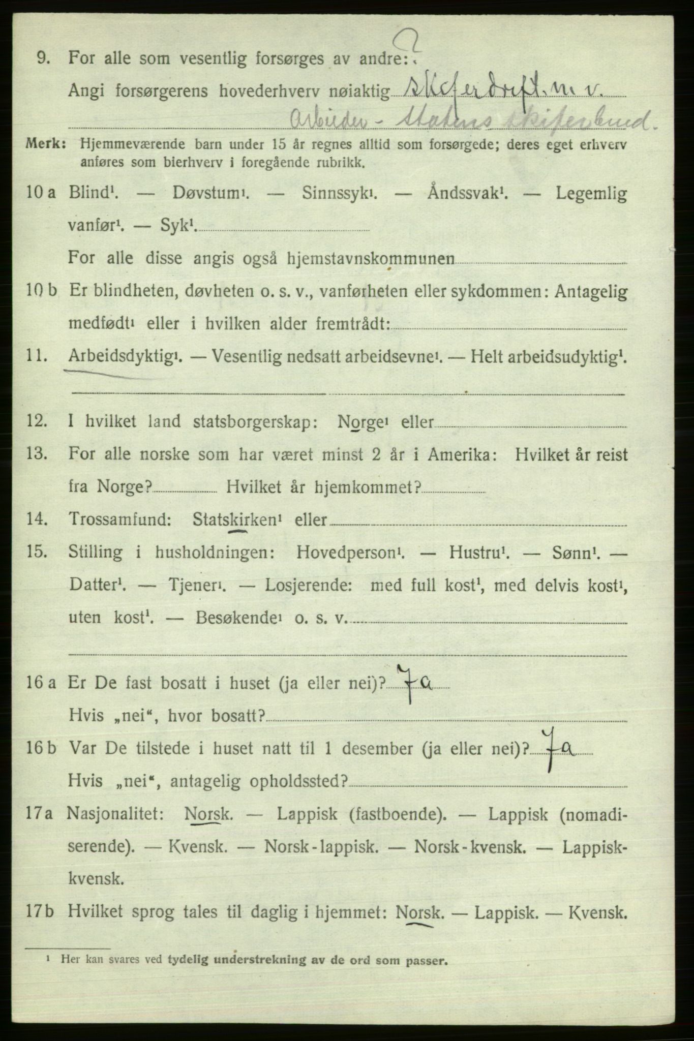 SATØ, 1920 census for Alta, 1920, p. 6050