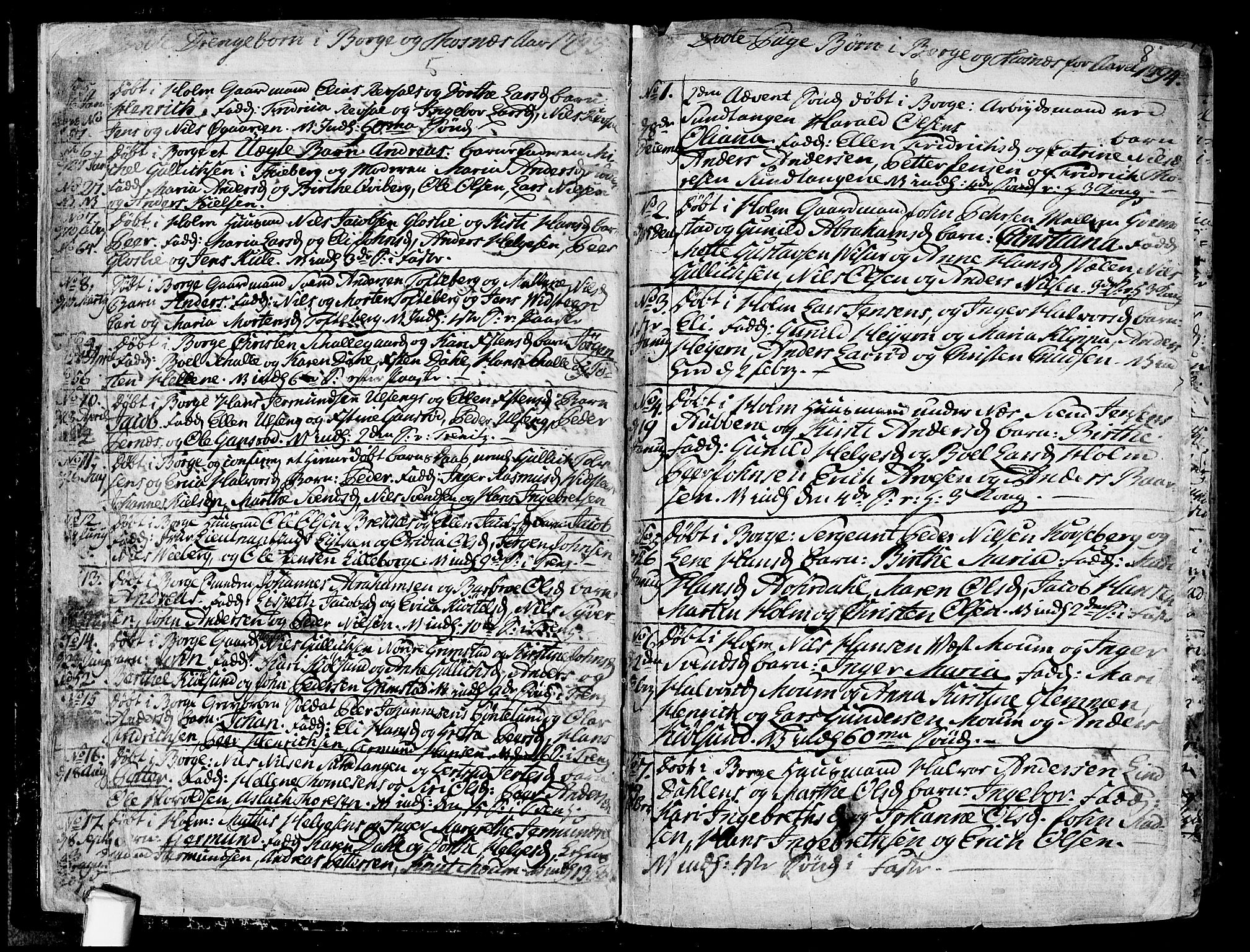 Borge prestekontor Kirkebøker, SAO/A-10903/F/Fa/L0002: Parish register (official) no. I 2, 1791-1817, p. 8