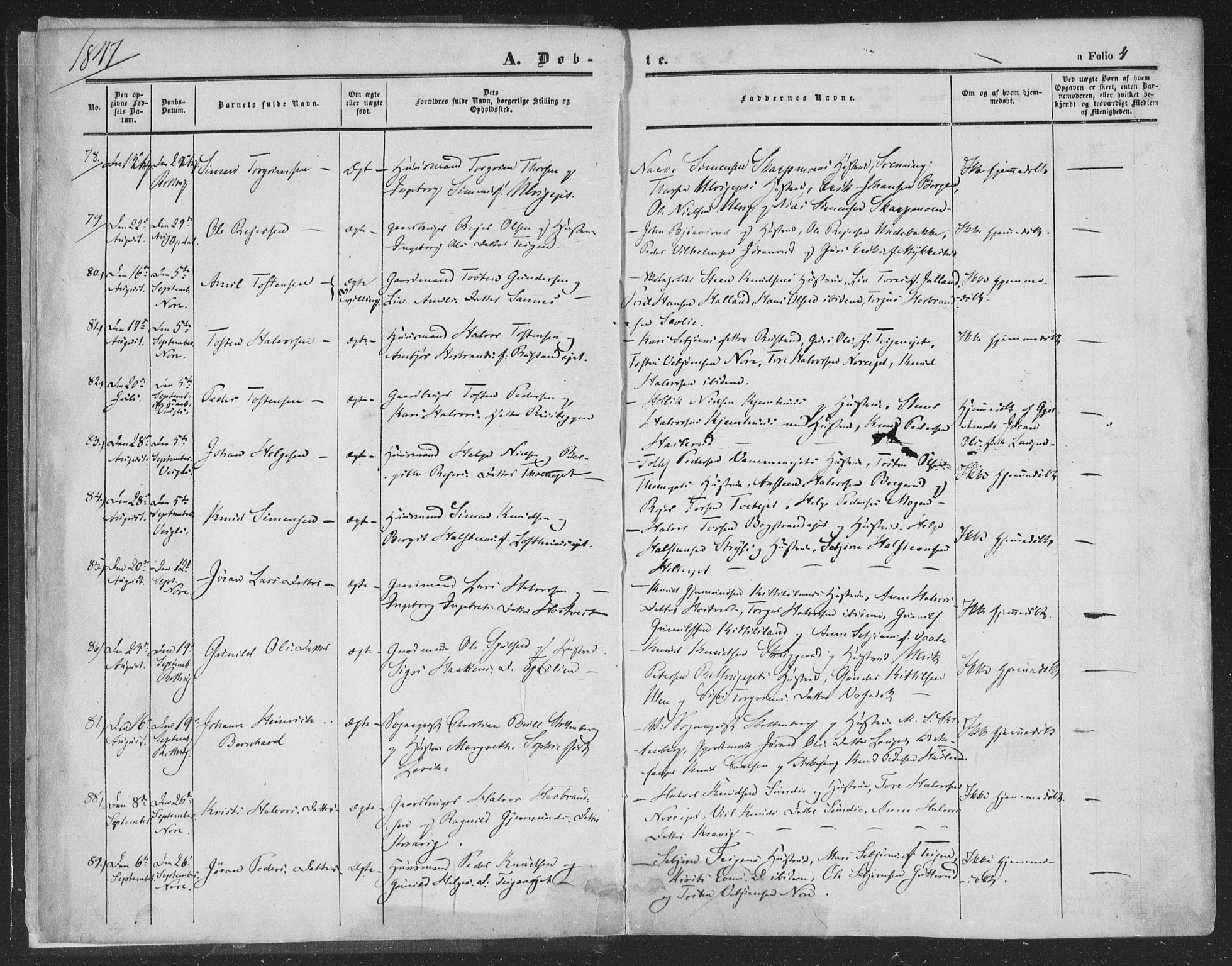 Rollag kirkebøker, AV/SAKO-A-240/F/Fa/L0008: Parish register (official) no. I 8, 1847-1860, p. 4