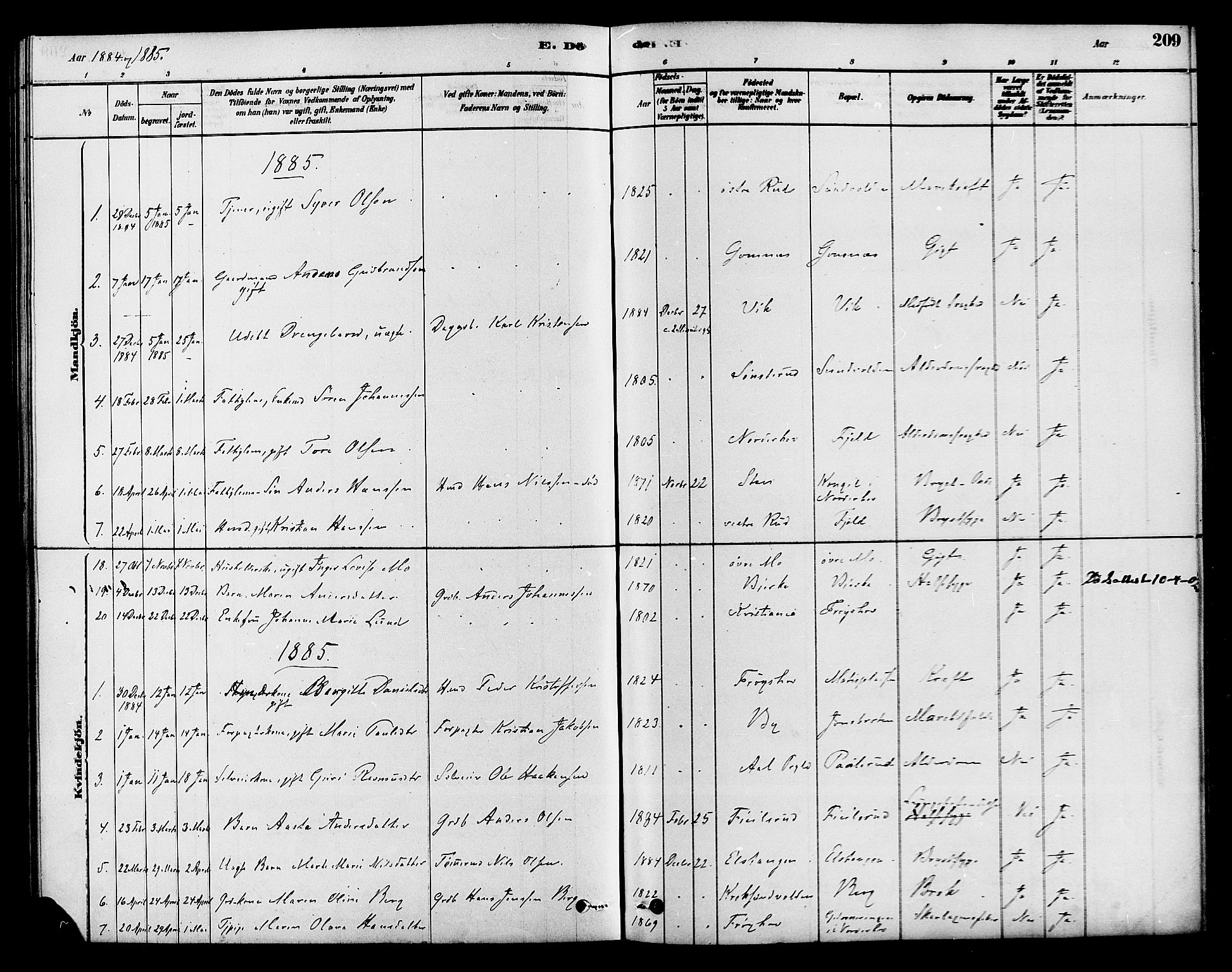 Hole kirkebøker, SAKO/A-228/F/Fa/L0008: Parish register (official) no. I 8, 1878-1891, p. 209