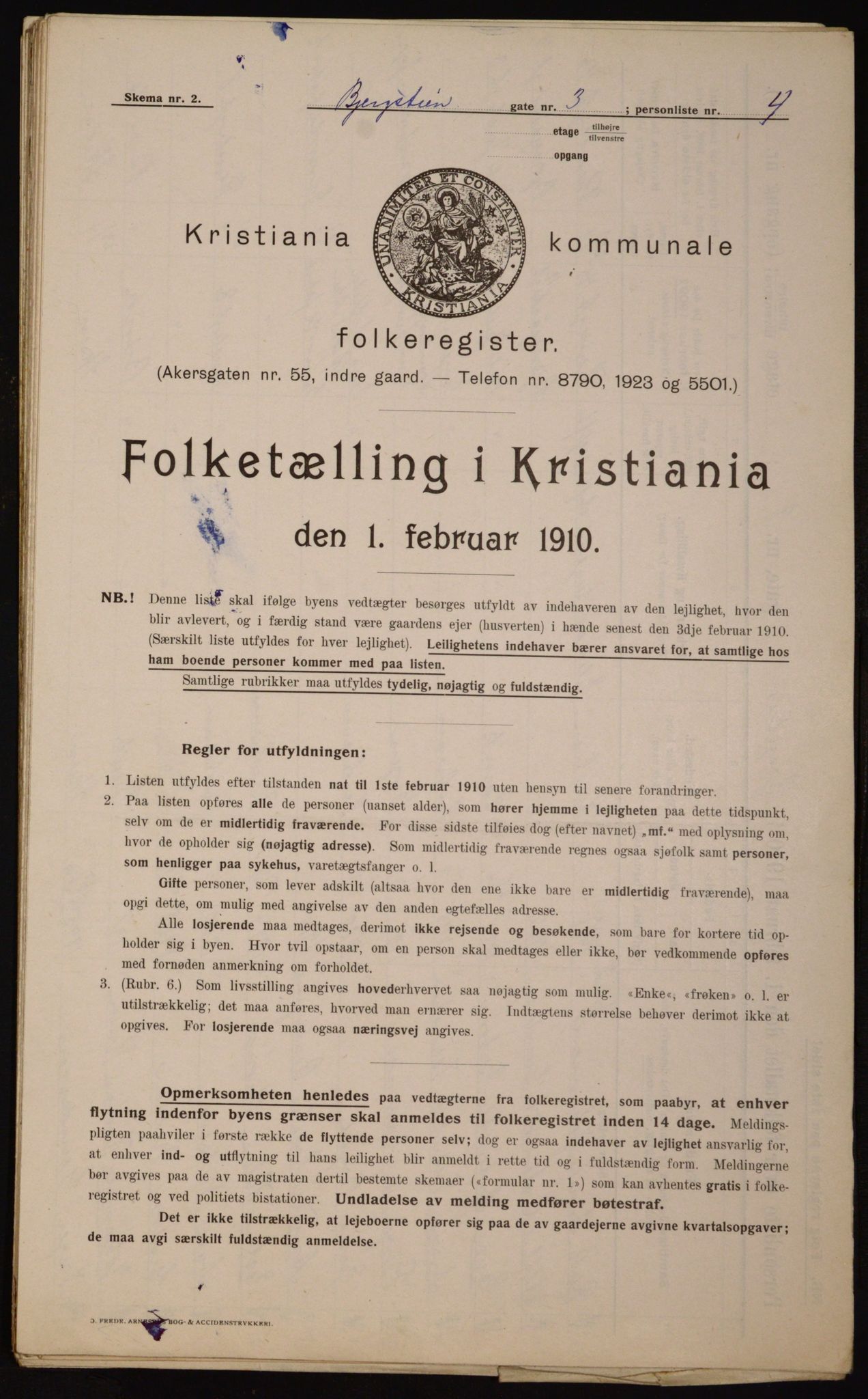 OBA, Municipal Census 1910 for Kristiania, 1910, p. 4184