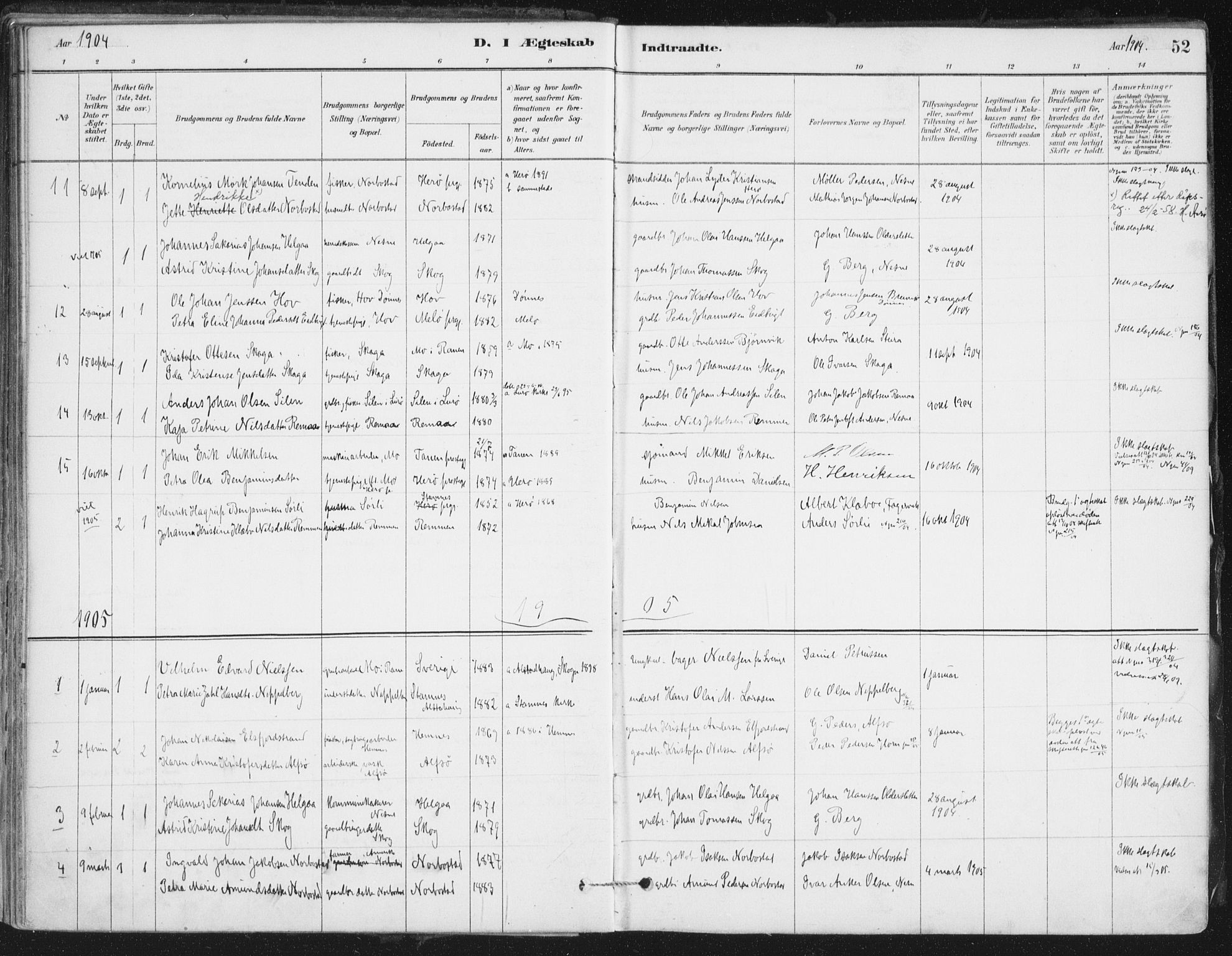 Ministerialprotokoller, klokkerbøker og fødselsregistre - Nordland, SAT/A-1459/838/L0553: Parish register (official) no. 838A11, 1880-1910, p. 52