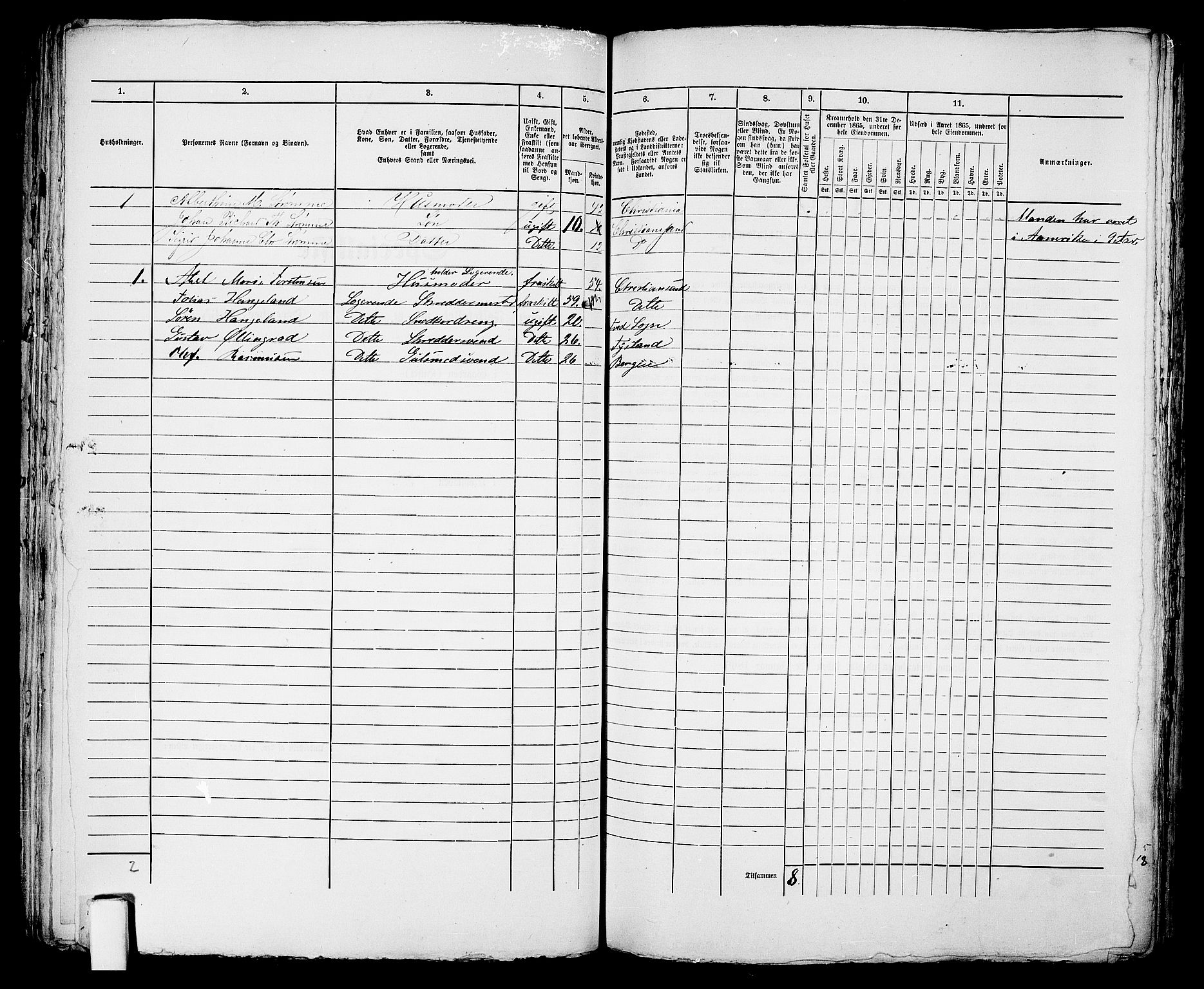 RA, 1865 census for Kristiansand, 1865, p. 177