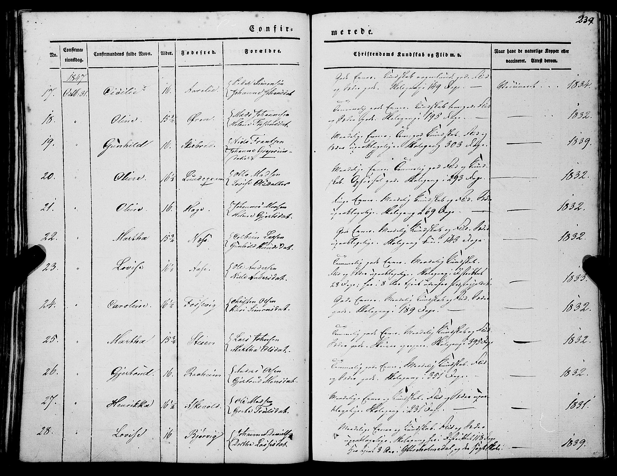 Gaular sokneprestembete, SAB/A-80001/H/Haa: Parish register (official) no. A 4I, 1840-1859, p. 239