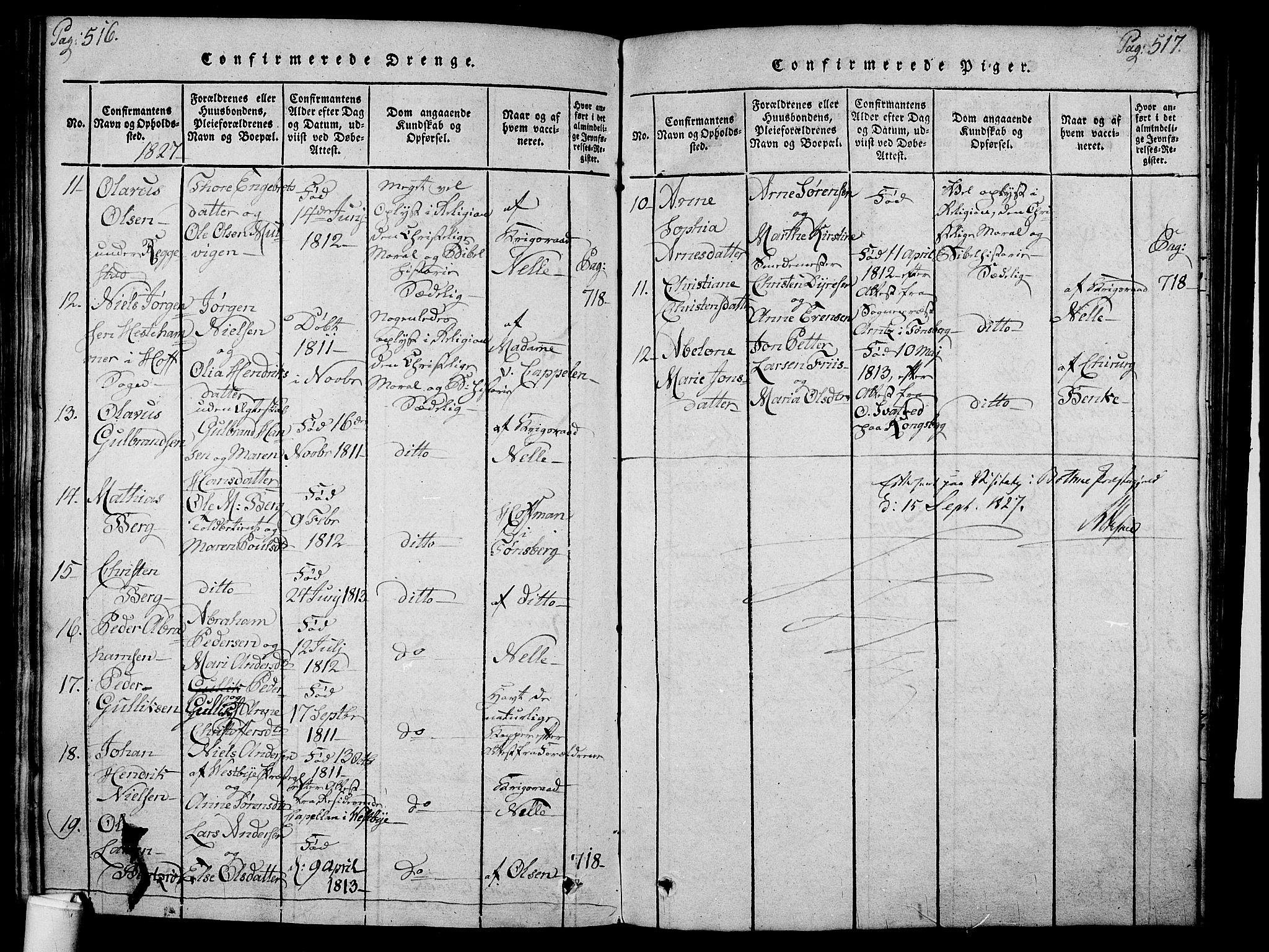 Holmestrand kirkebøker, SAKO/A-346/F/Fa/L0001: Parish register (official) no. 1, 1814-1840, p. 516-517