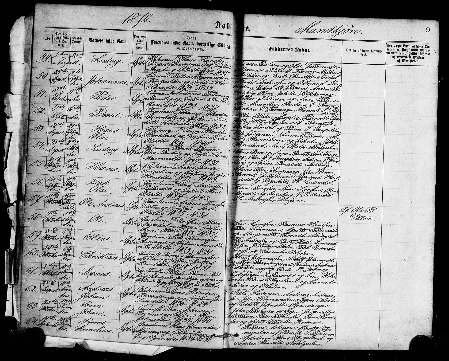 Gulen sokneprestembete, AV/SAB-A-80201/H/Haa/Haaa/L0023: Parish register (official) no. A 23, 1870-1880, p. 9