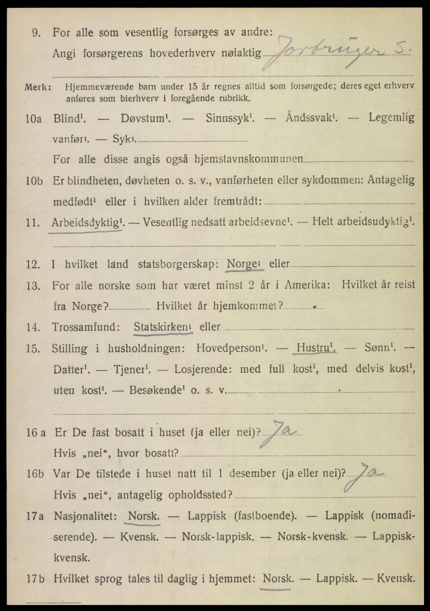 SAT, 1920 census for Vefsn, 1920, p. 6988