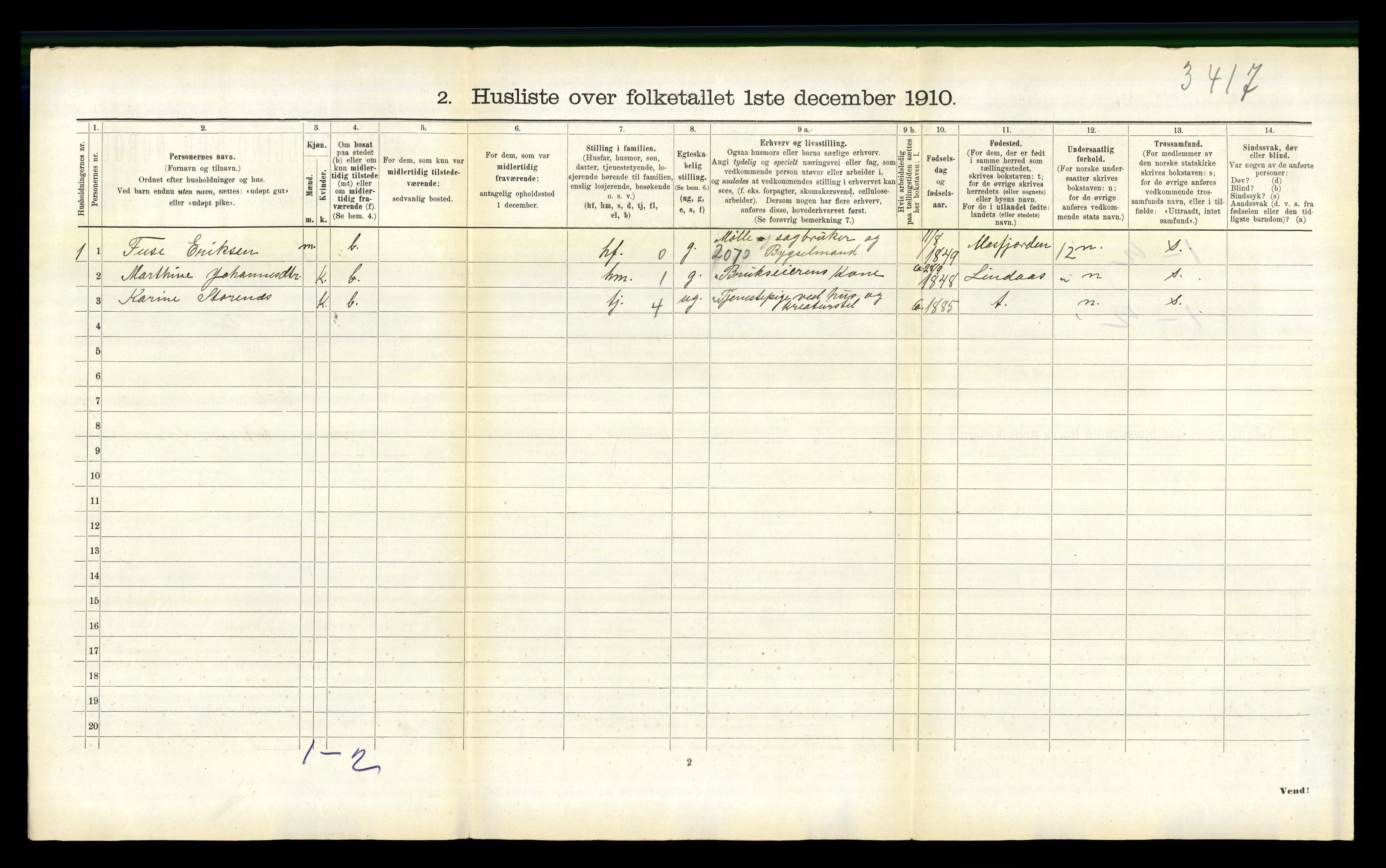 RA, 1910 census for Gulen, 1910, p. 665