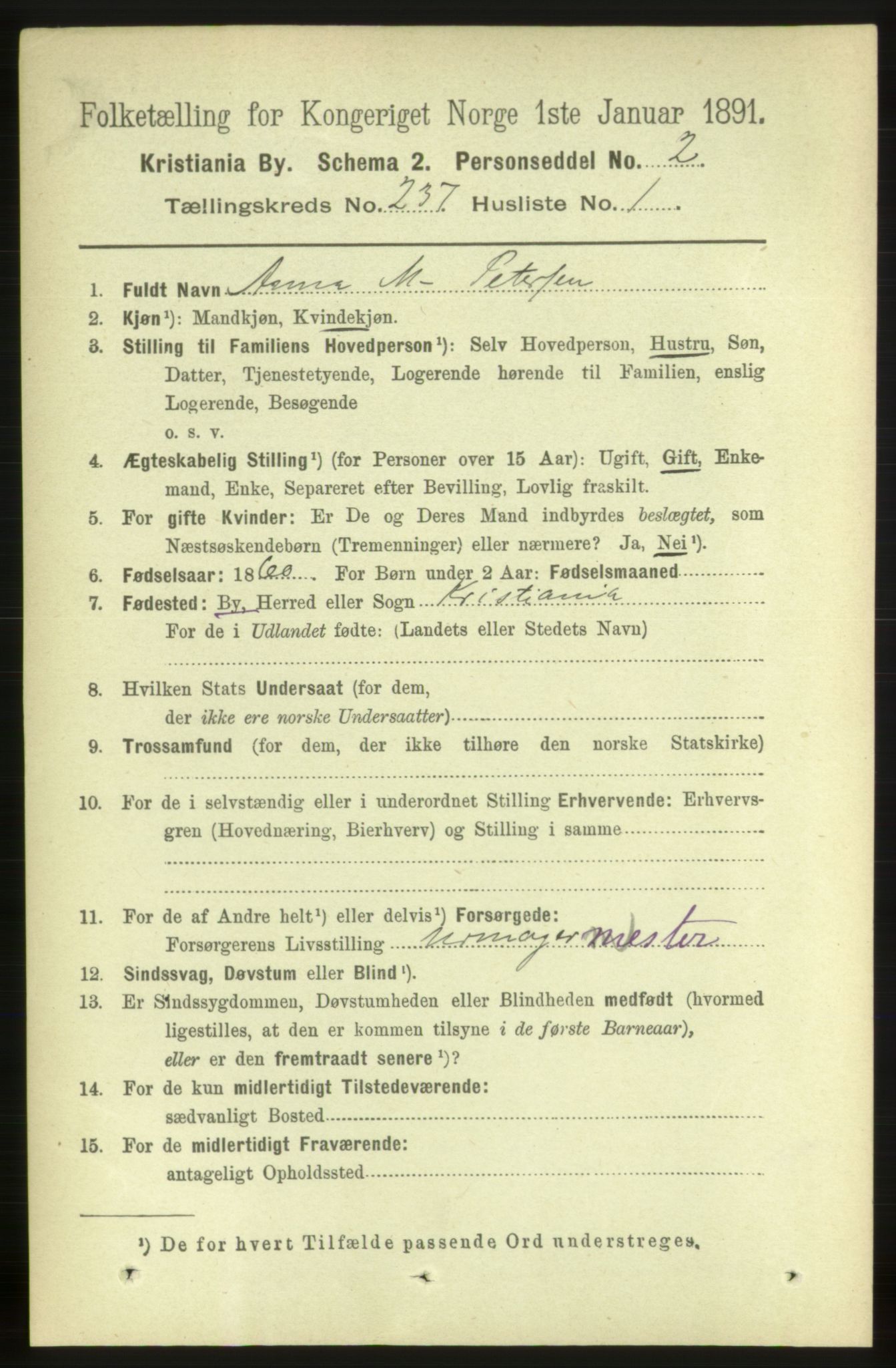 RA, 1891 census for 0301 Kristiania, 1891, p. 144131