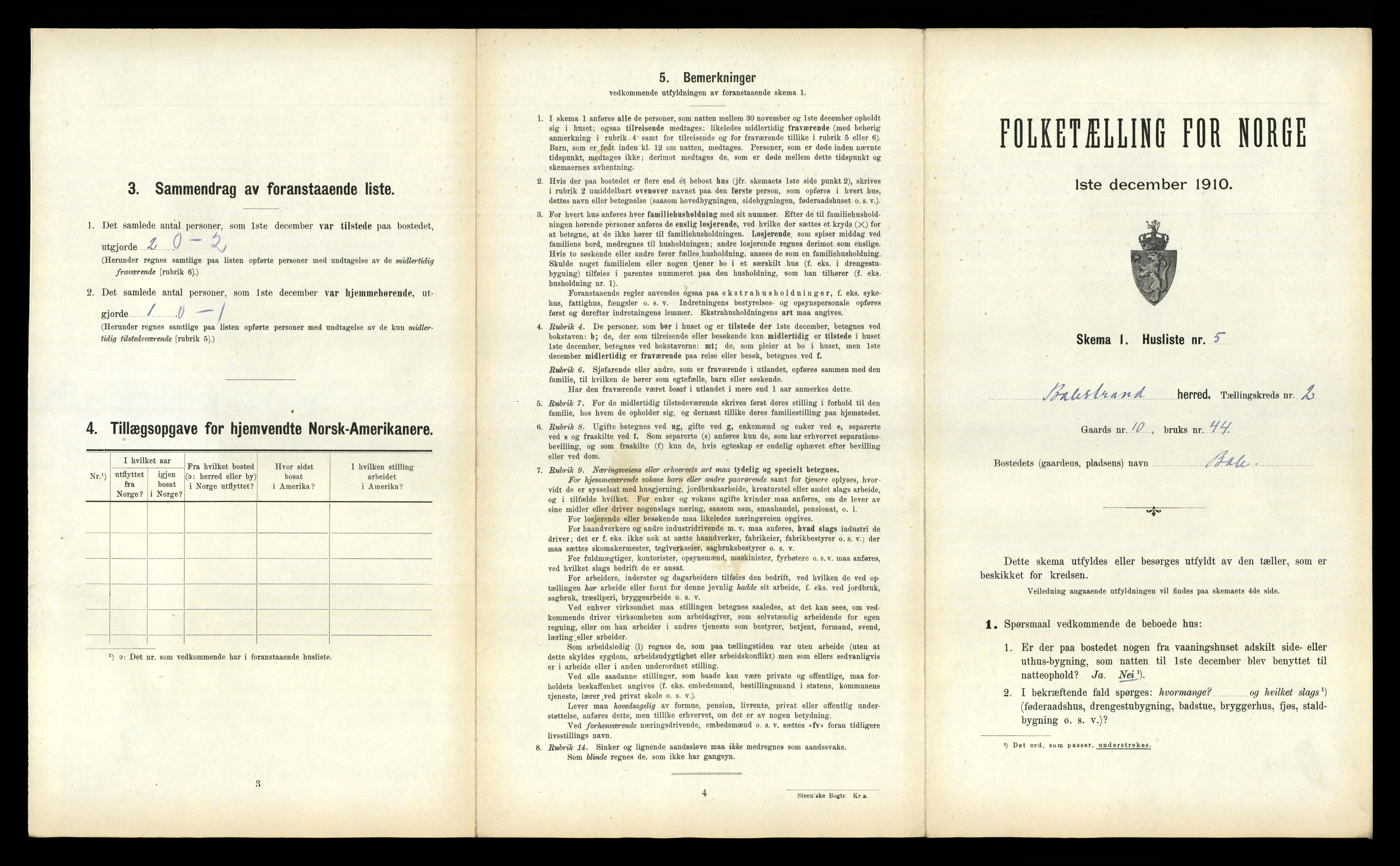 RA, 1910 census for Balestrand, 1910, p. 144