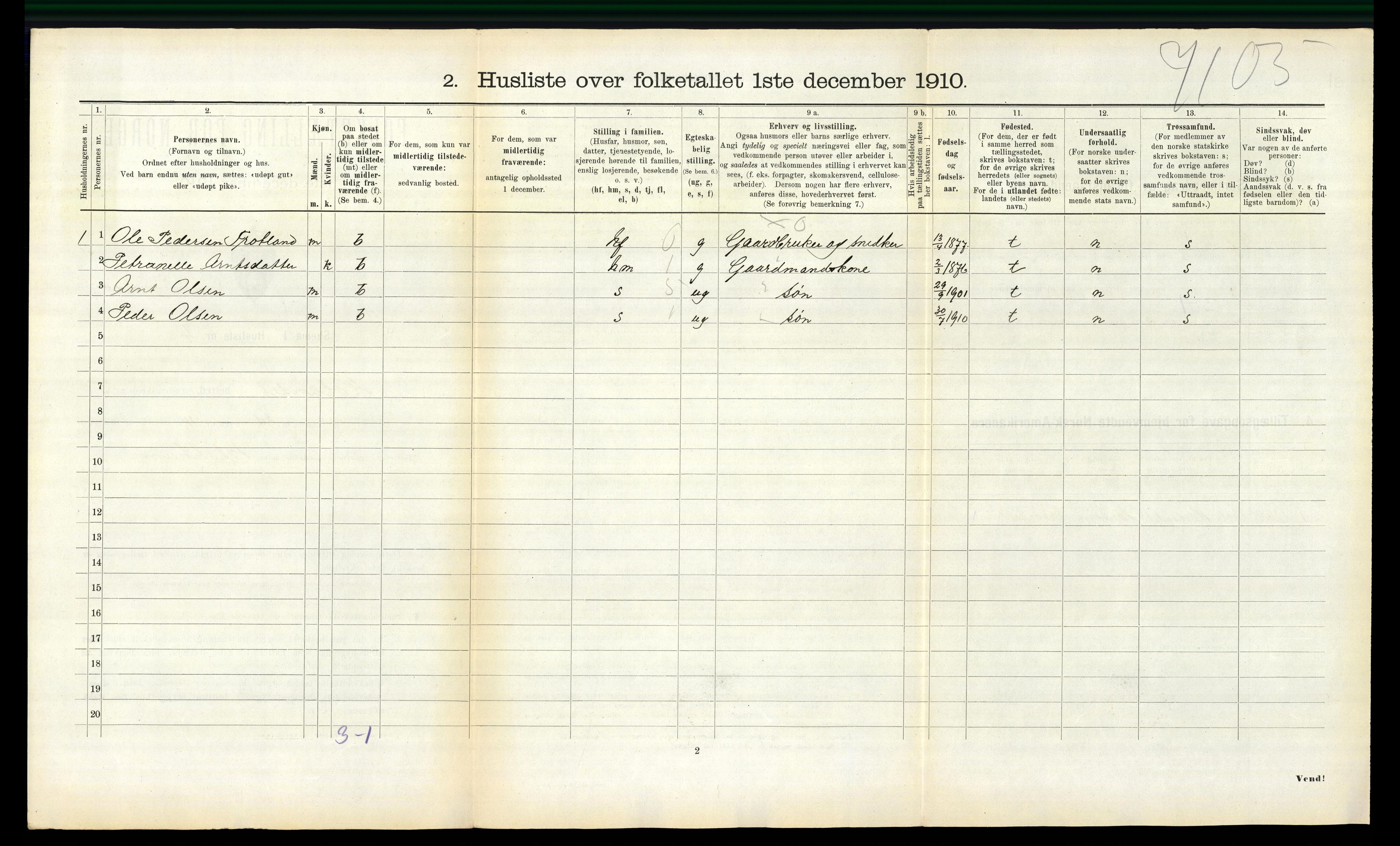 RA, 1910 census for Hølonda, 1910, p. 357