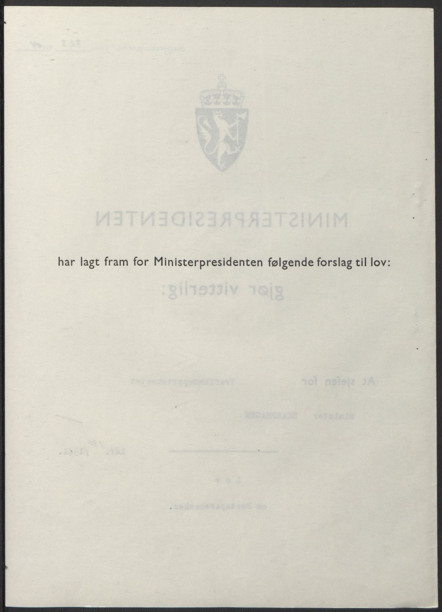 NS-administrasjonen 1940-1945 (Statsrådsekretariatet, de kommisariske statsråder mm), AV/RA-S-4279/D/Db/L0100: Lover, 1944, p. 620